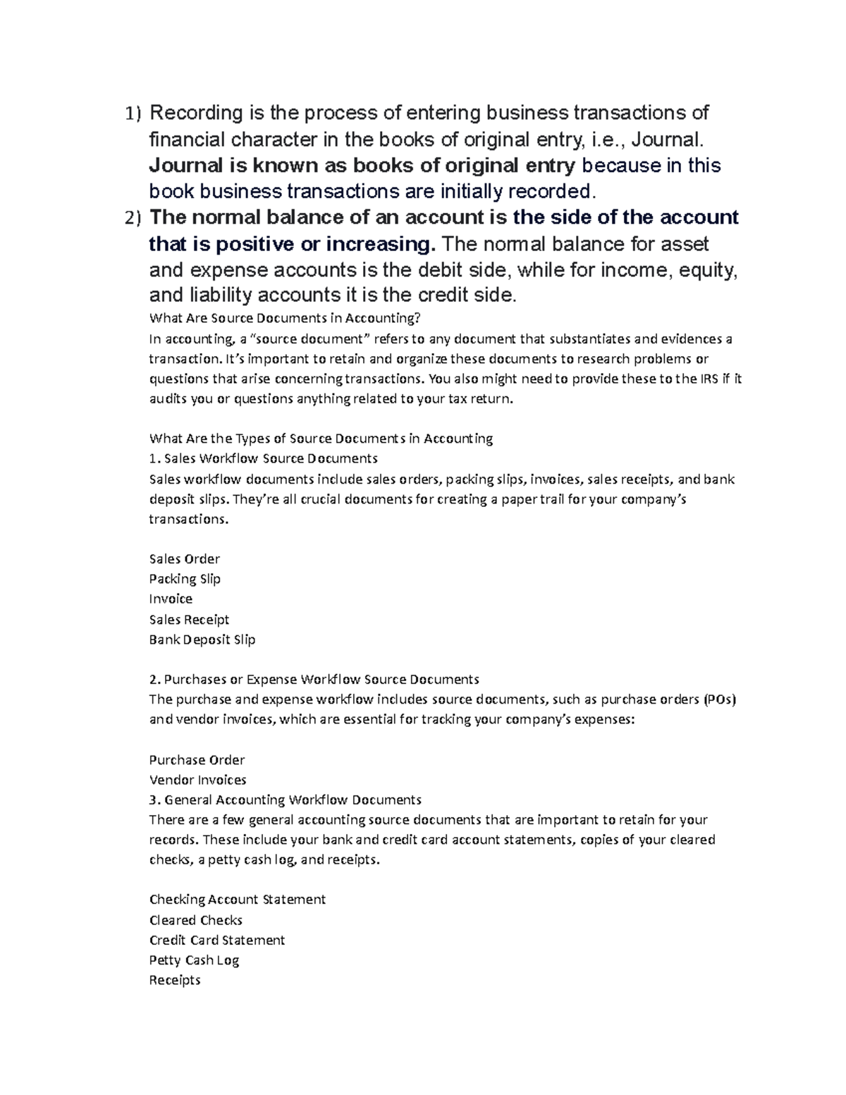Accounting Notes: Source Documents & Journal Entries Overview - Studocu