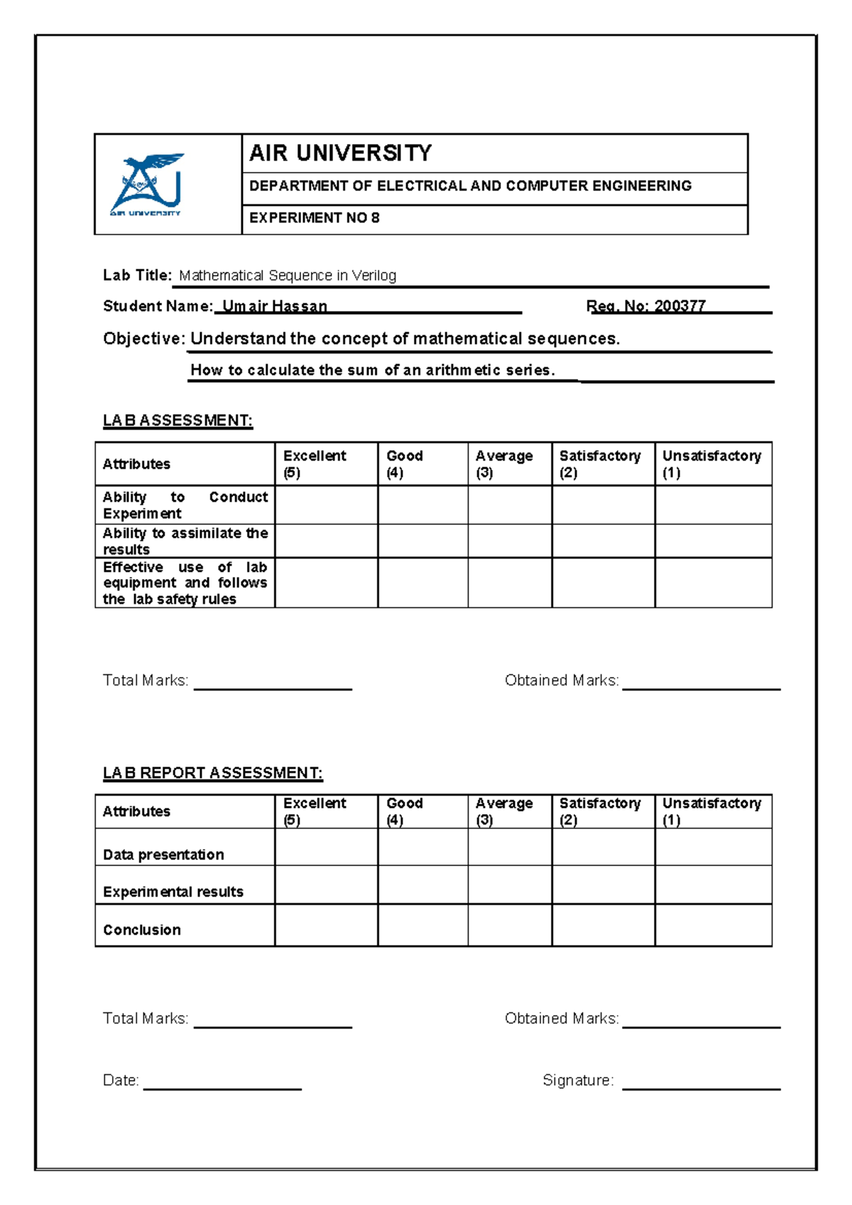 Digital System Design DSD Lab Report 8: Verilog Mathematical Sequences ...