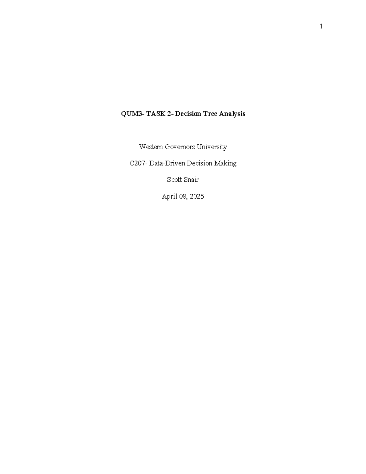 C207 Task 2 - Decision Tree Analysis for Business Decision Making - Studocu