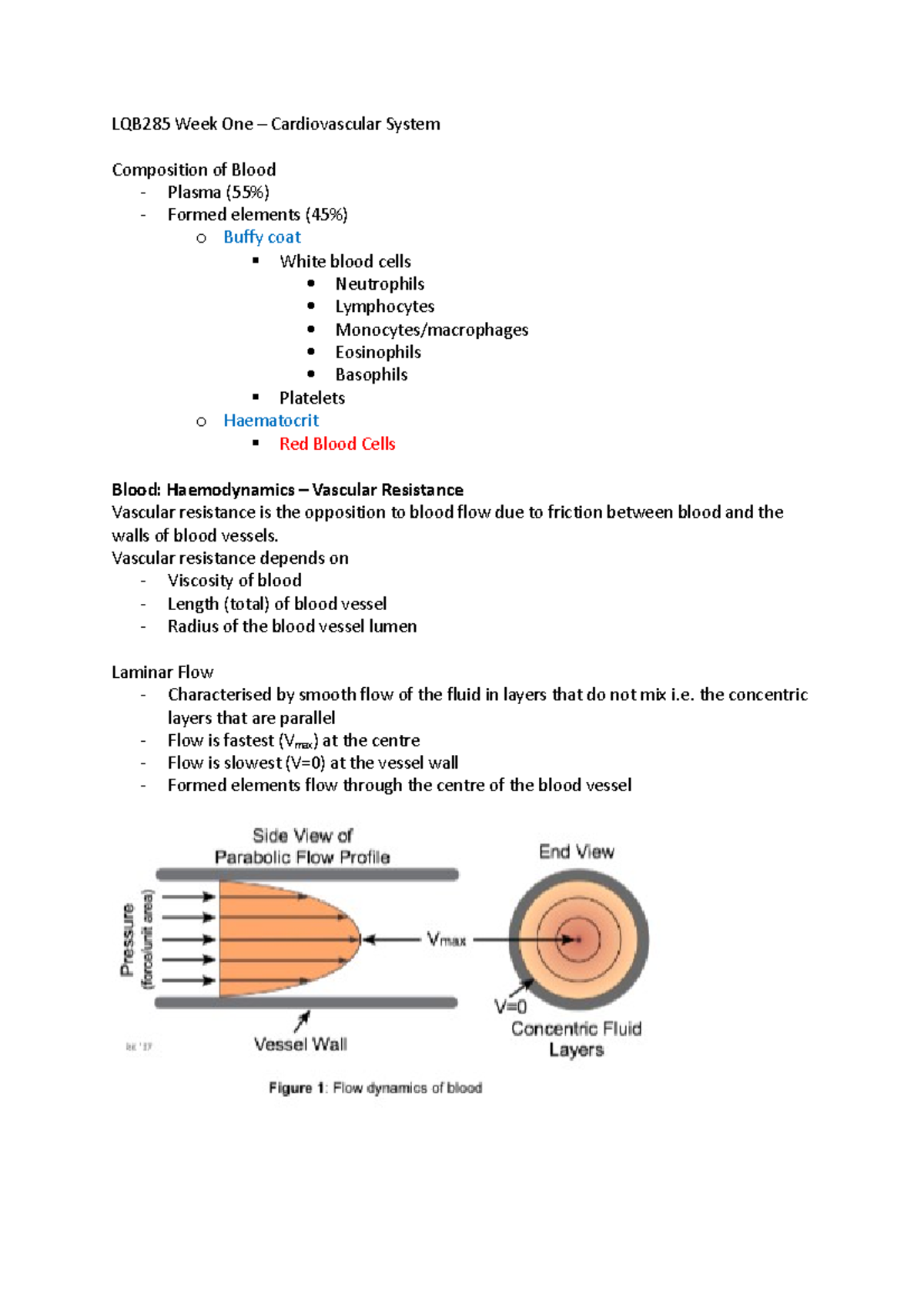 LQB285 Week 1 Cardiovascular System Overview and Blood Composition ...