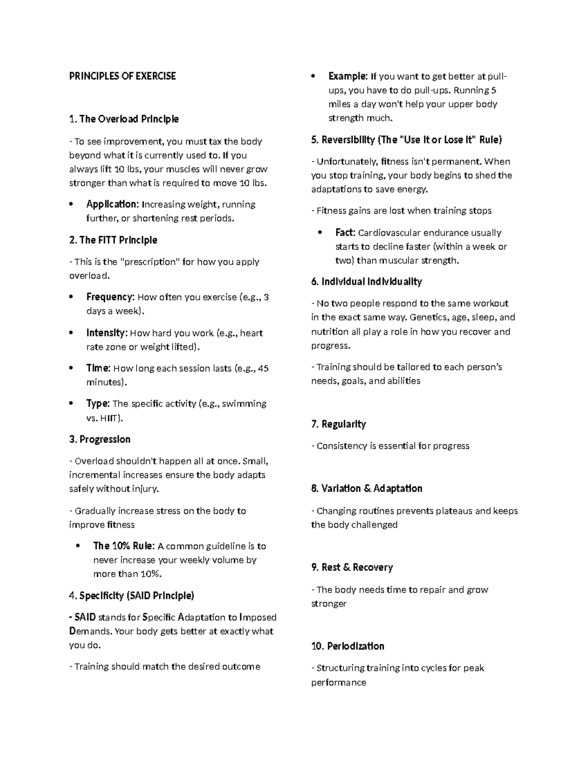 Principles of Exercise: Key Concepts for Fitness Success - Studocu