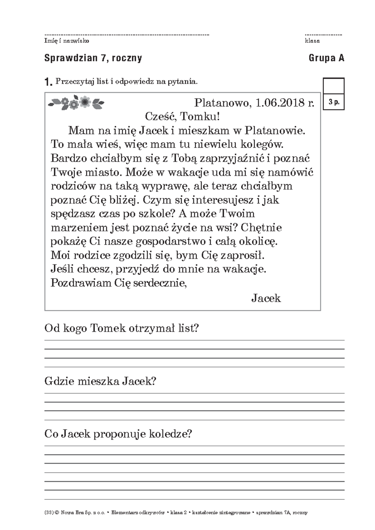 Sprawdzian Z Jezyka Polskiego Kl 2