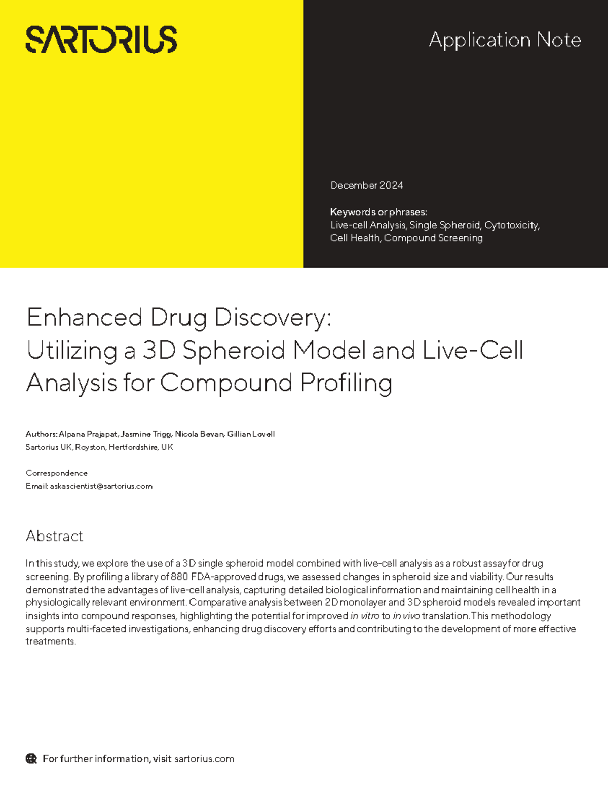 Enhanced Drug Discovery Using 3D Single Spheroid Model Analysis - Studocu