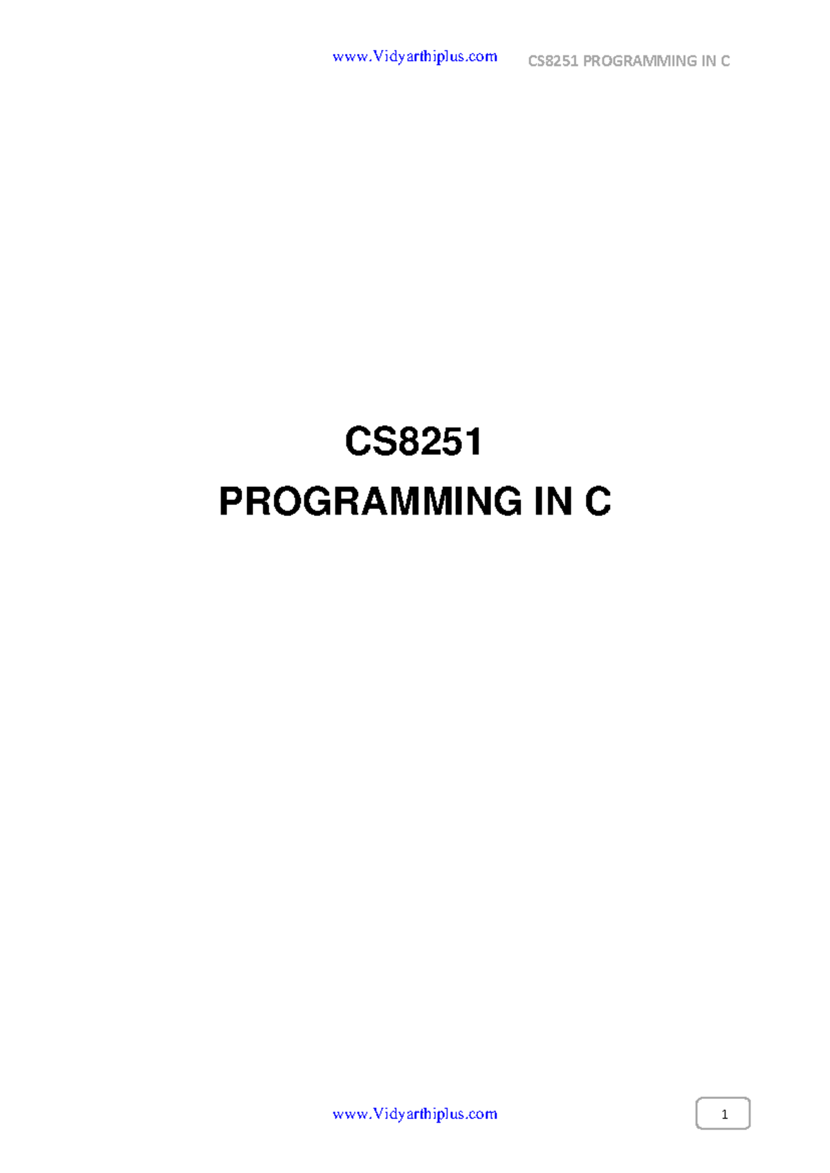 CS8251 Programming in C: Comprehensive Unit I & II Notes - Studocu