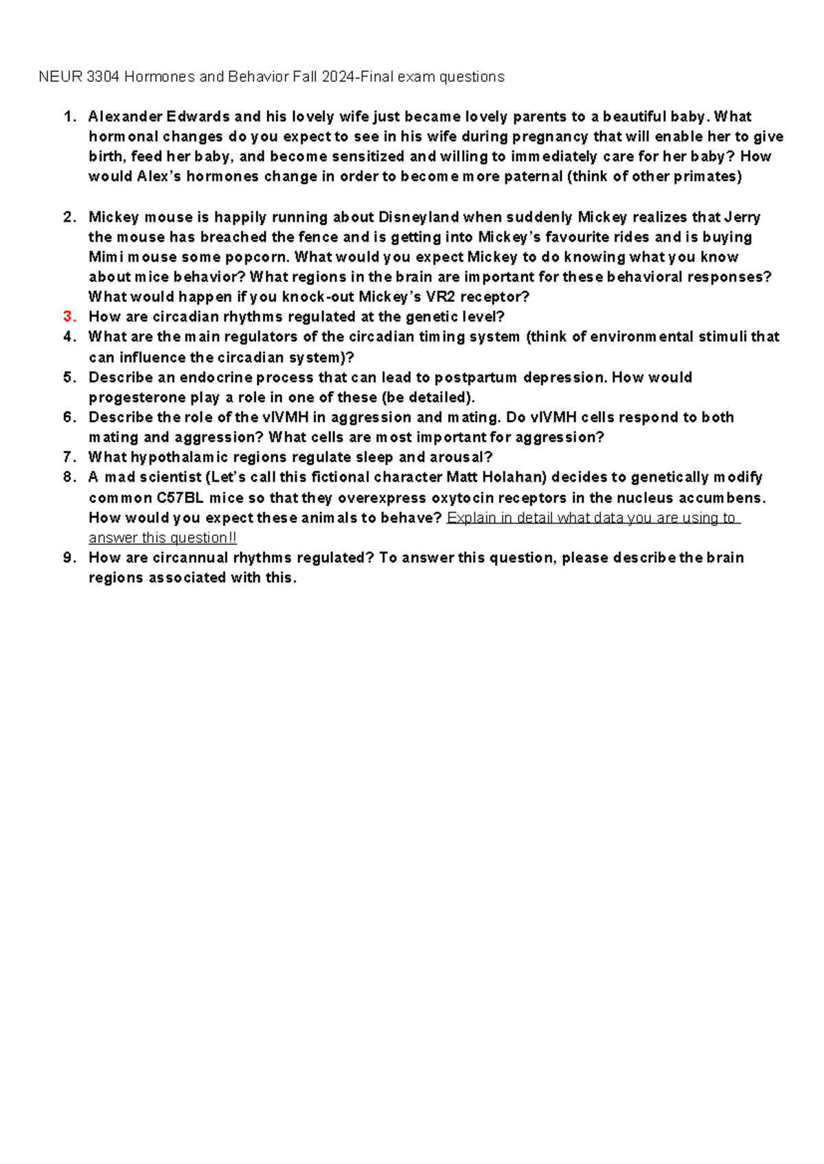 NEUR3304 Fall 2024 Final Exam Essay Questions Overview - Studocu