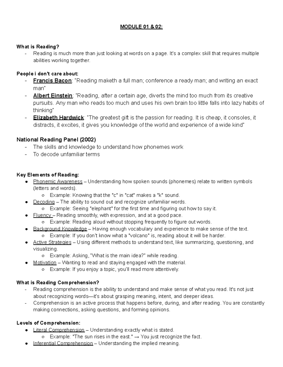 MODULE 01 02: Understanding Reading and Critical Thinking Concepts ...