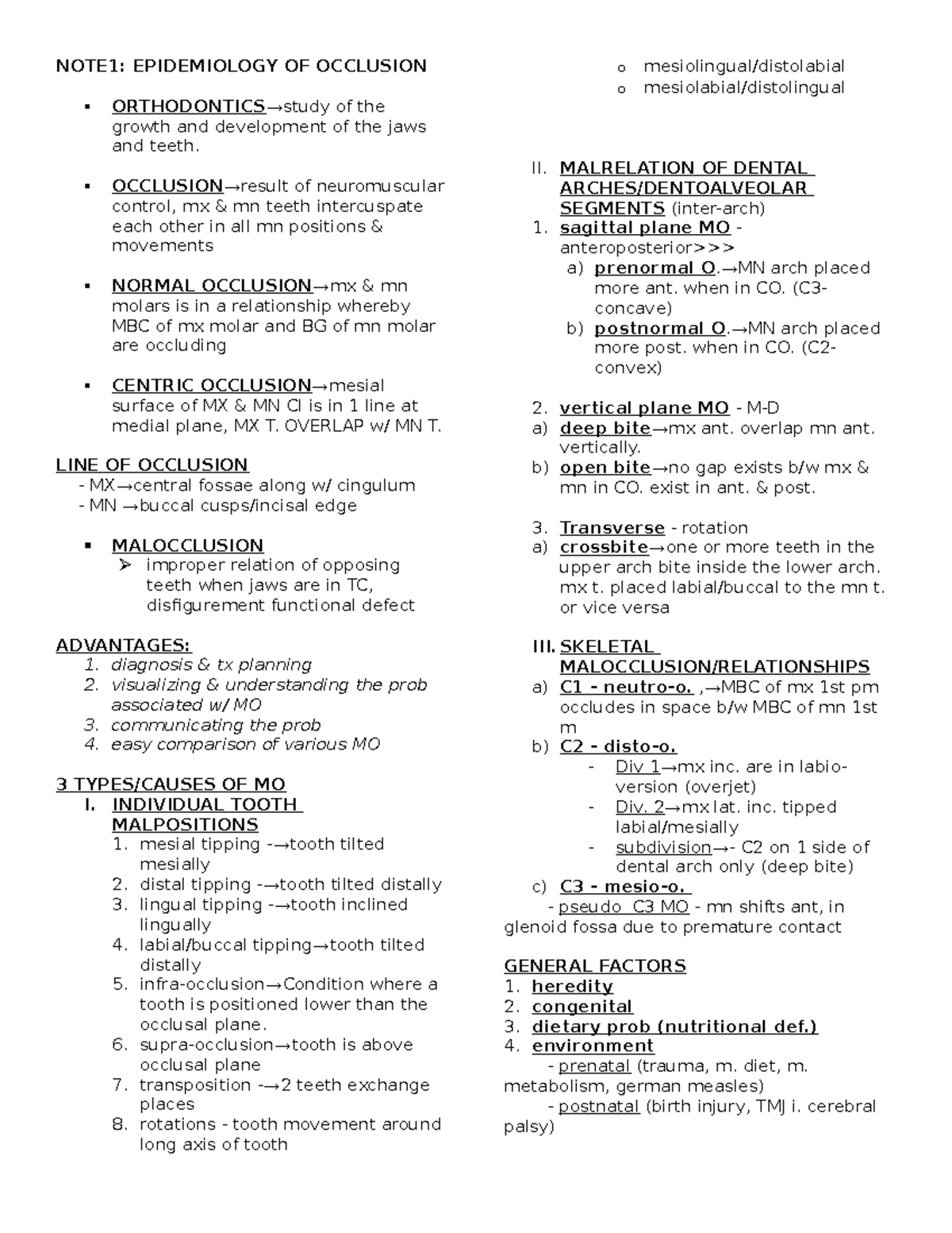 Ortho2 Notes: Epidemiology of Occlusion & Congenital Defects in ...