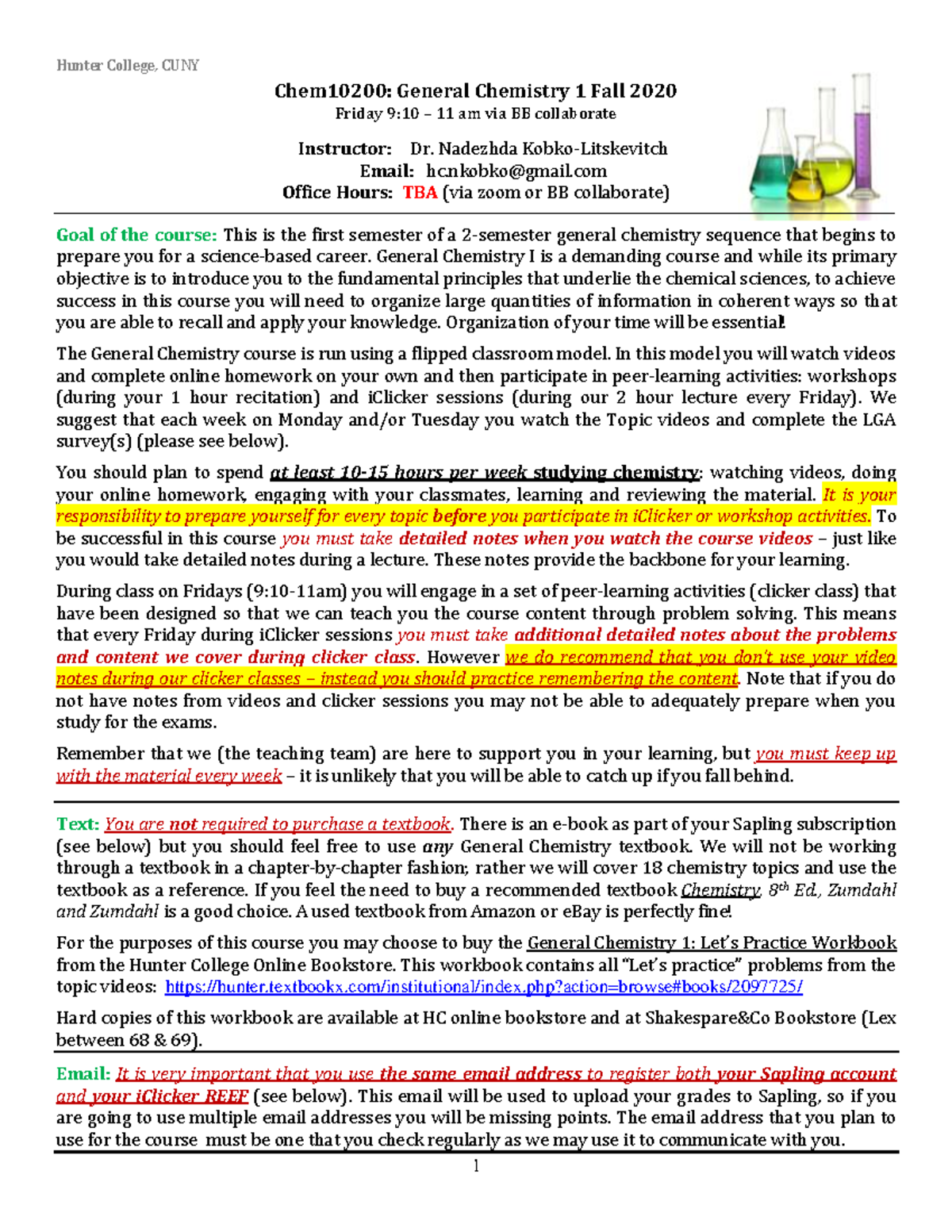 Chem 102 Syllabus: General Chemistry I Fall 2020 - Studocu