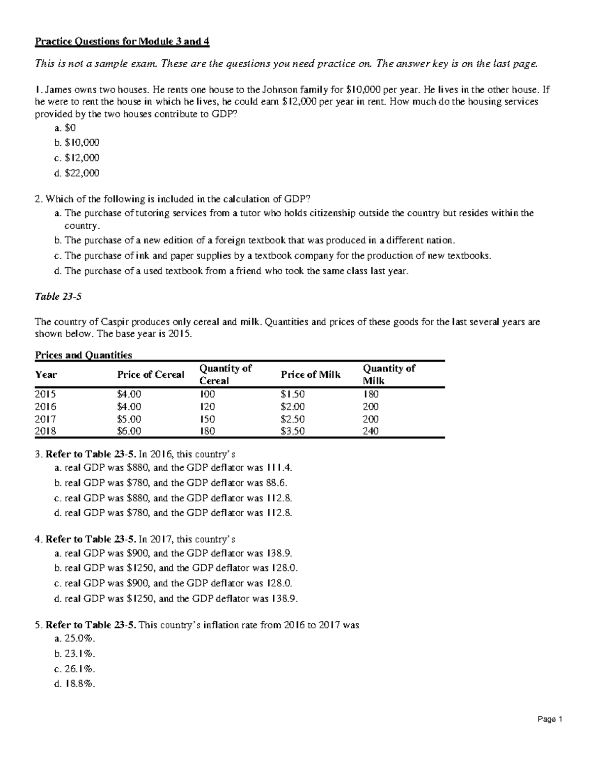 Midterm 2 Macro Practice Questions for Modules 3 and 4 - This is not a ...