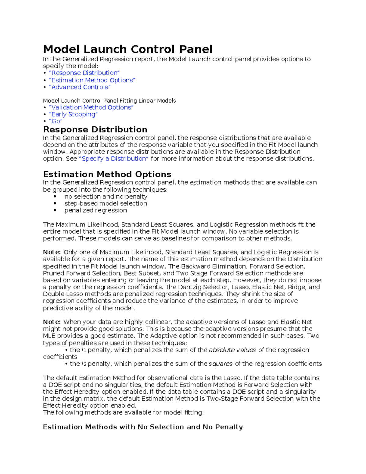 Generalized Regression Model Launch Control Panel Overview - Studocu