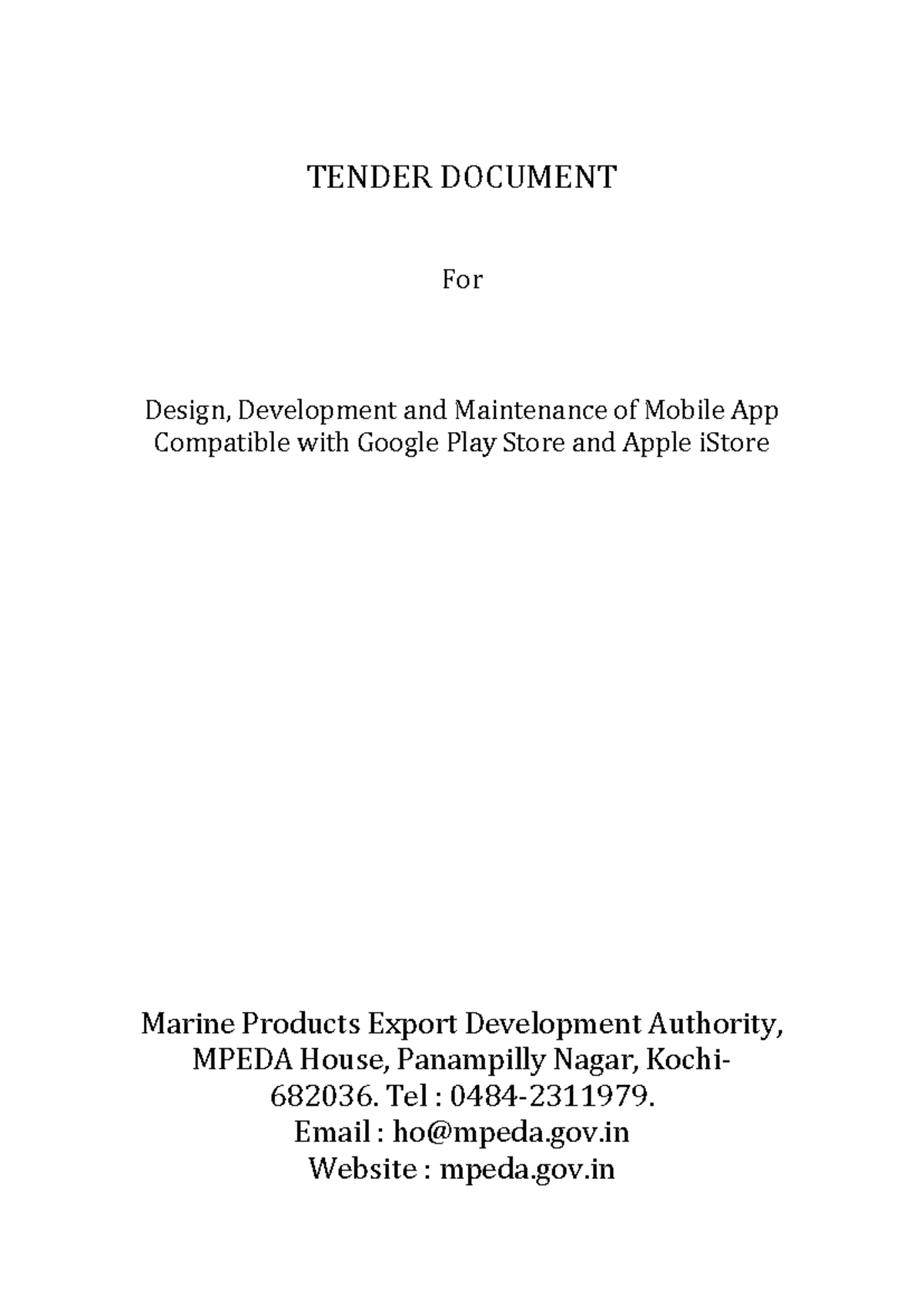 MPEDA Mobile App Development Tender Document: Financial Proposal - Studocu