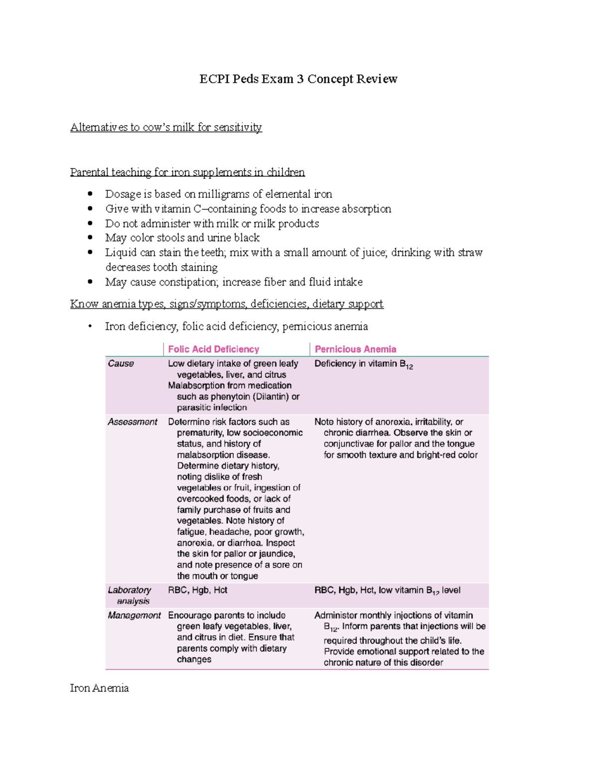 PEDS 303 Final Exam Concept Review: Key Topics and Notes - Studocu