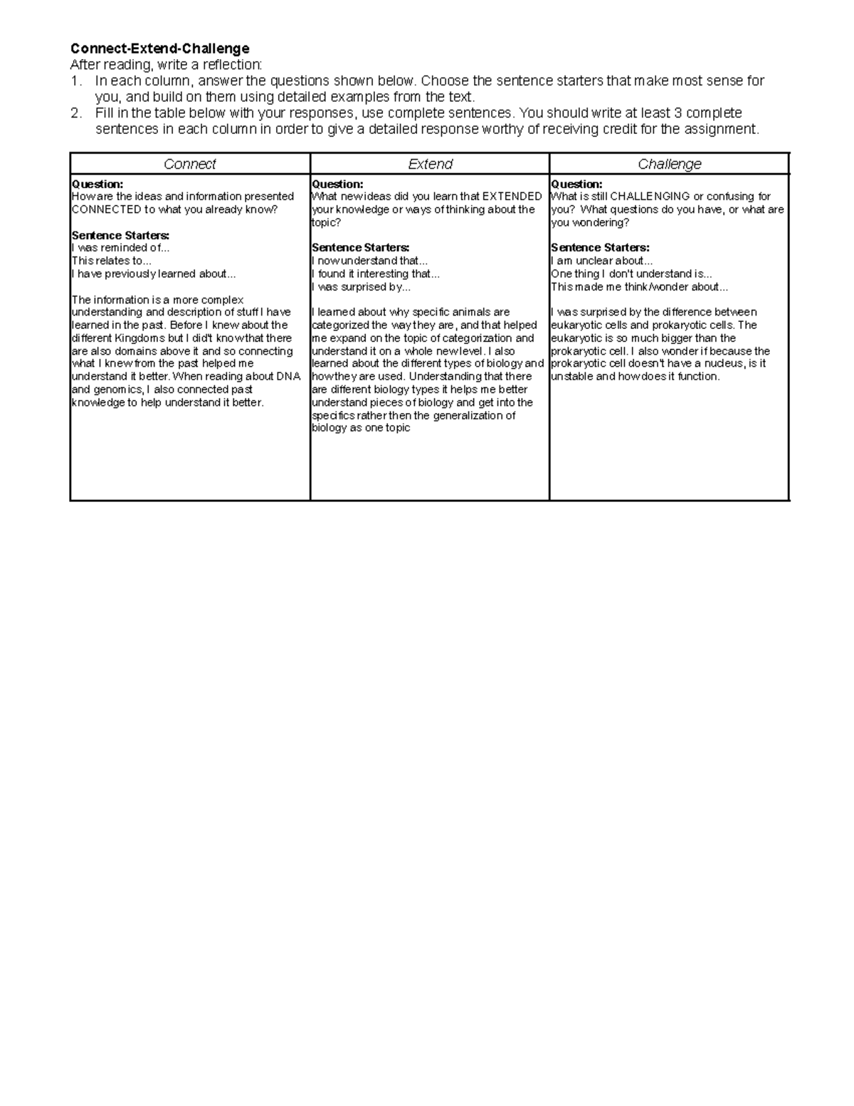 Cruz H Connect-Extend-Challenge Reflection Exercise - Studocu