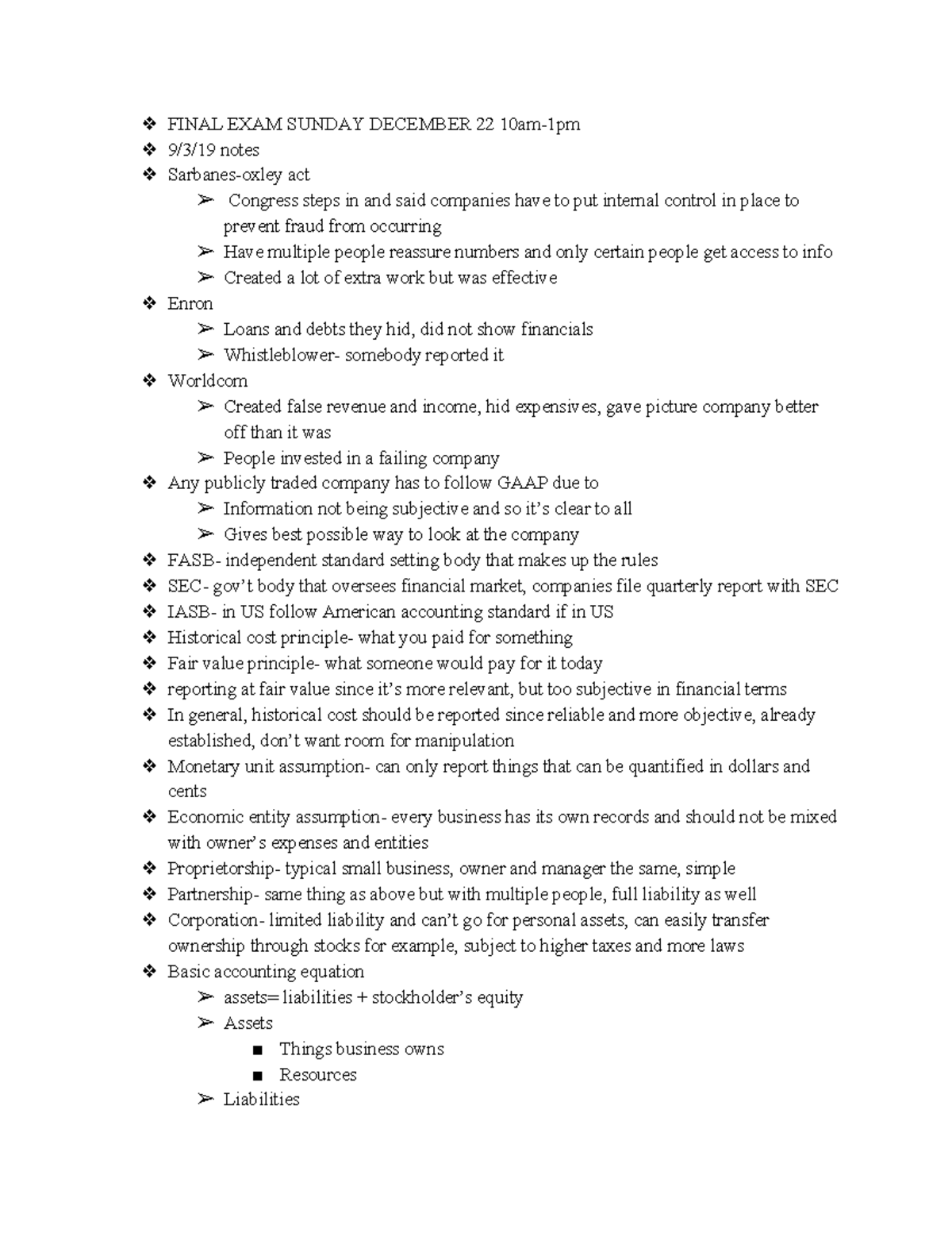 ACCT 101: Final Exam Notes on Financial Accounting Concepts - Studocu