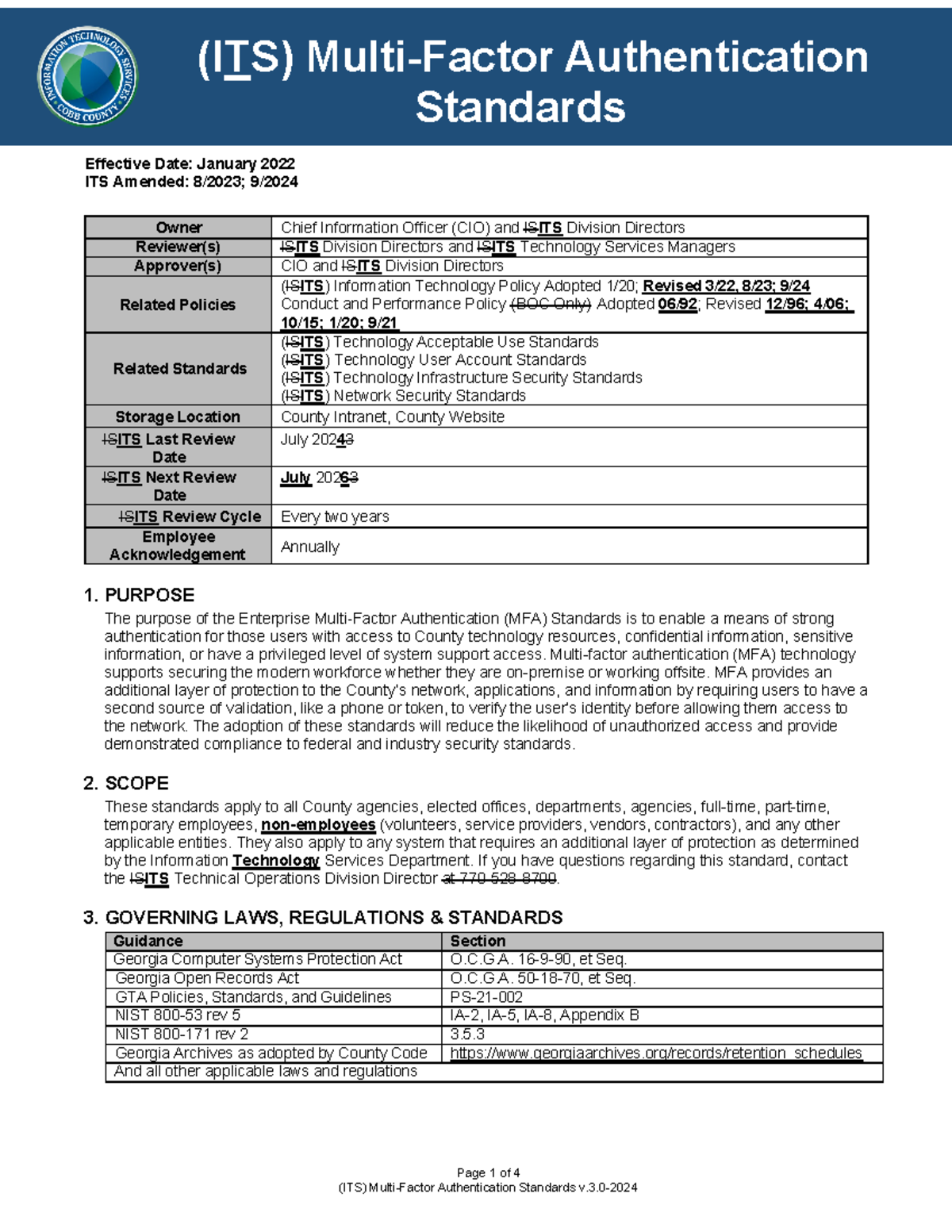 (ITS) Multi-Factor Authentication Standards - 2024 0 - Standards Page 1 ...