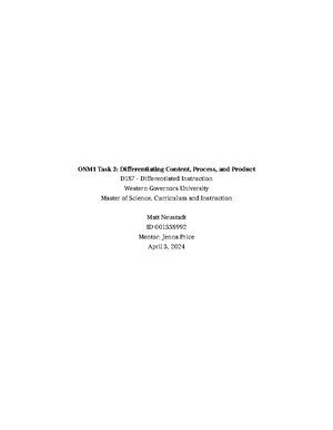 D187 task 1 - Passed assessment - Differentiated Instruction-D187 Task ...