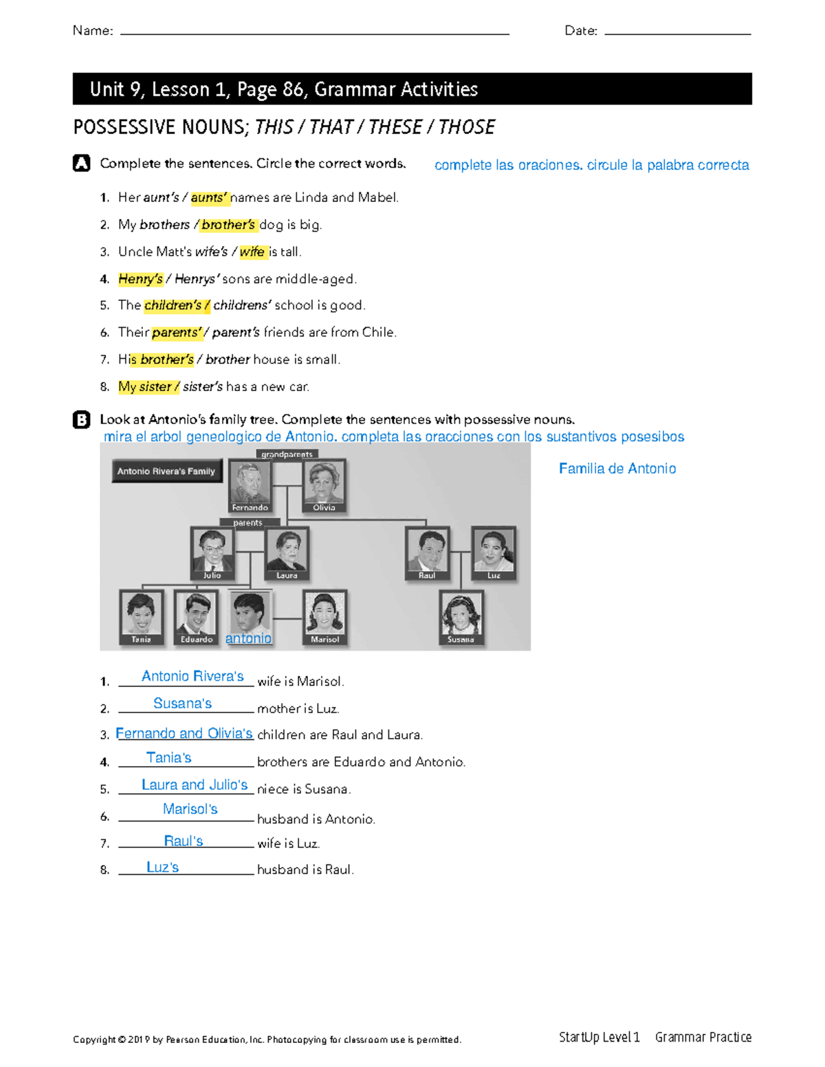 StartUp Level 1 Grammar Workbook: Units 9 & 10 Practice Activities ...