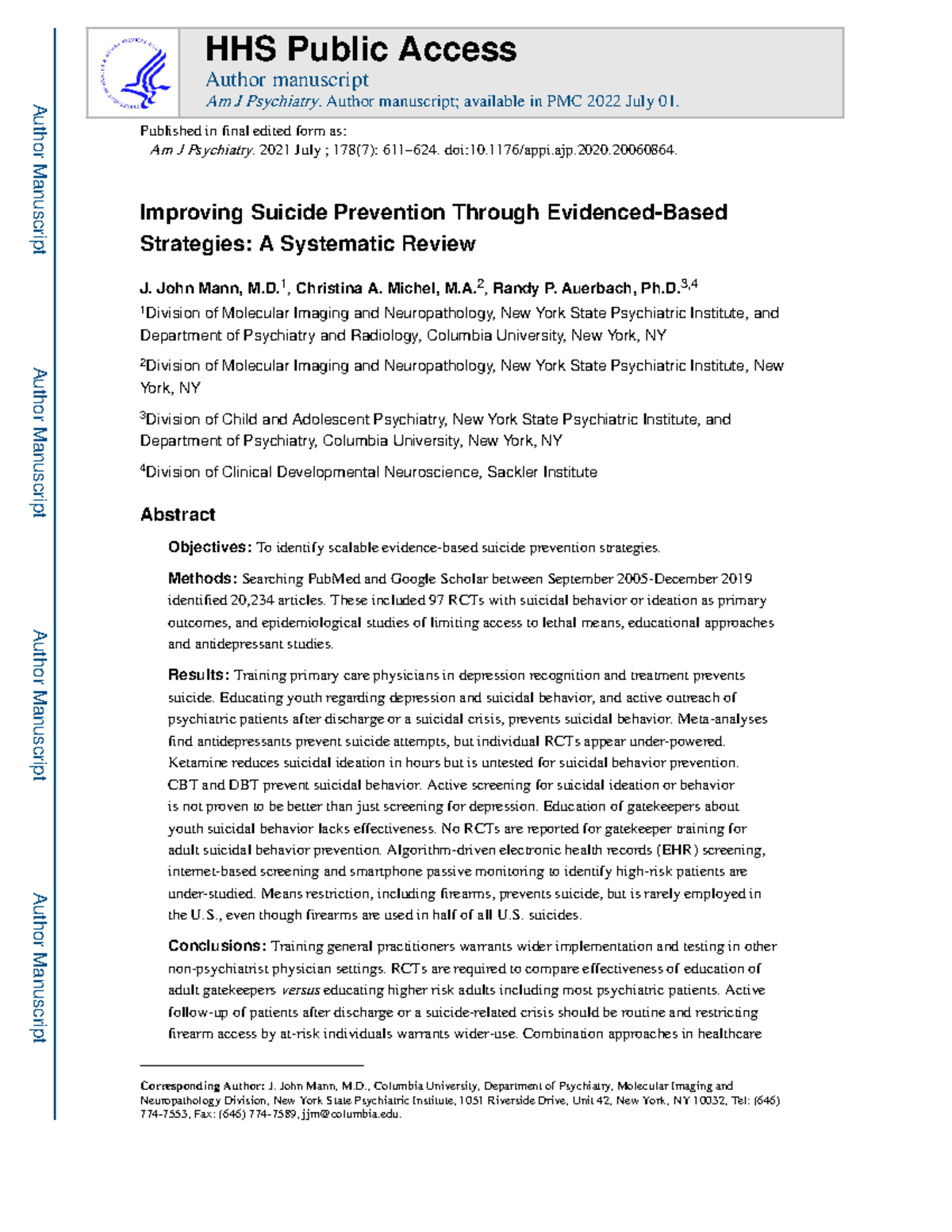Evidence-Based Strategies for Suicide Prevention: A Systematic Review ...