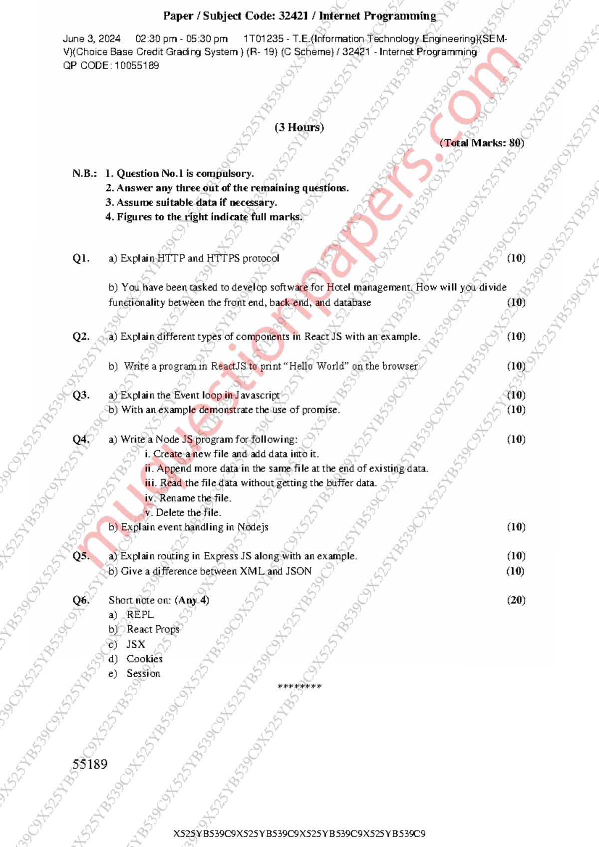 Internet Programming Exam Paper (32421) - June 3, 2024 - Studocu