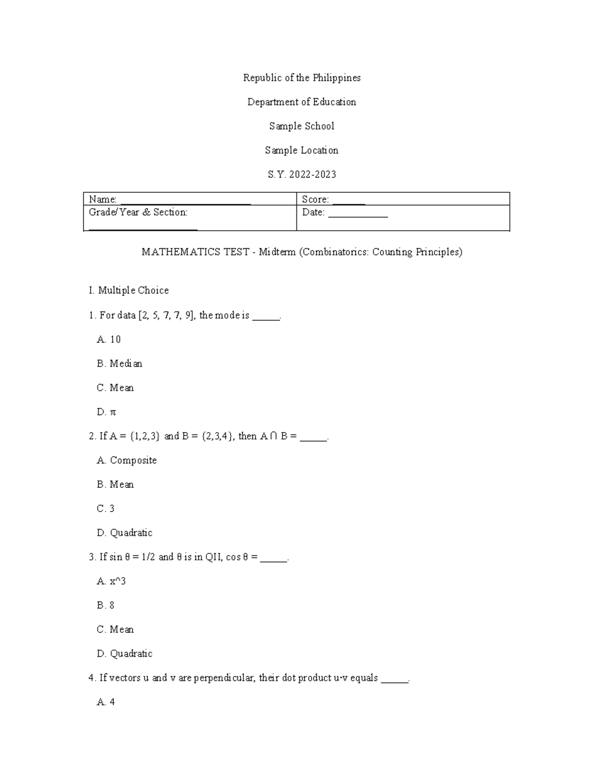 MATH 239 Midterm Exam: Combinatorics & Counting Principles - Studocu