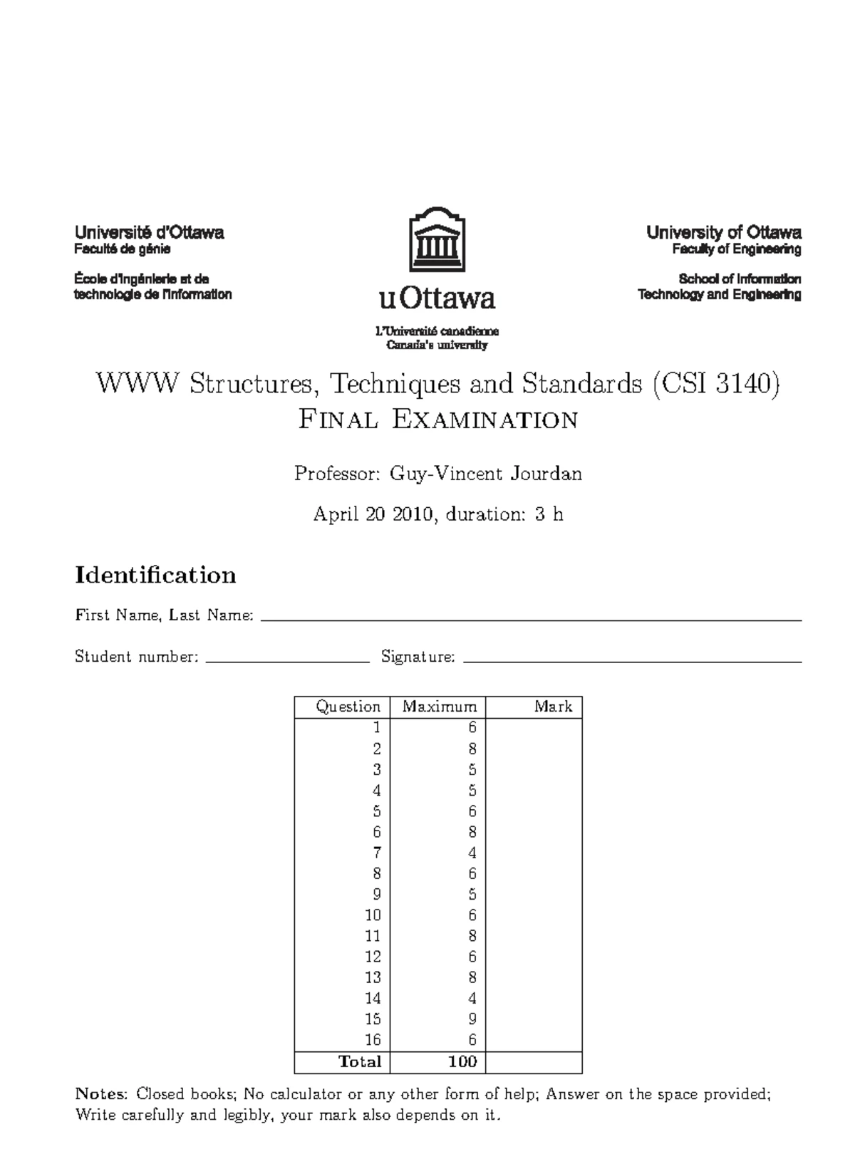 CSI3140 A3 - JavaScript Programming Assignment Instructions - Studocu
