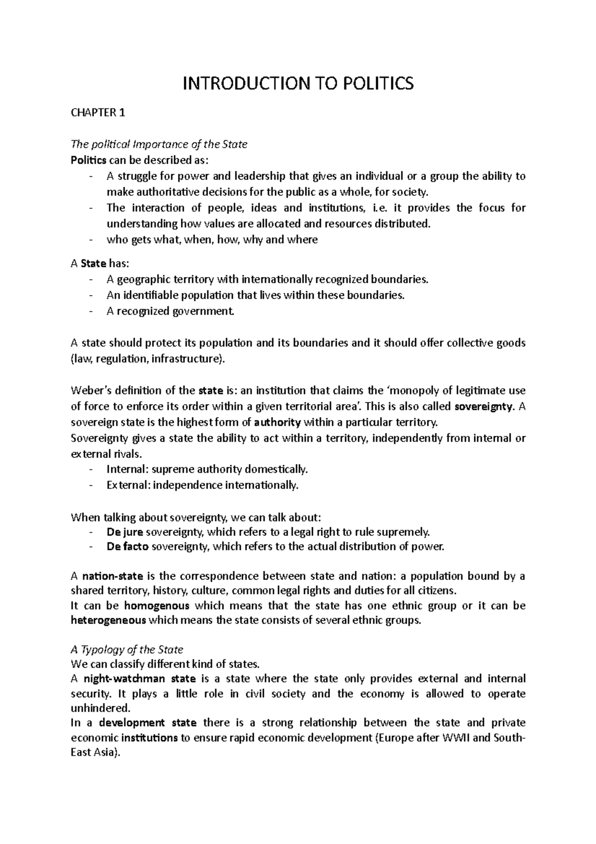 Summary of Politics: Key Concepts and Theories (POL101) - Studeersnel
