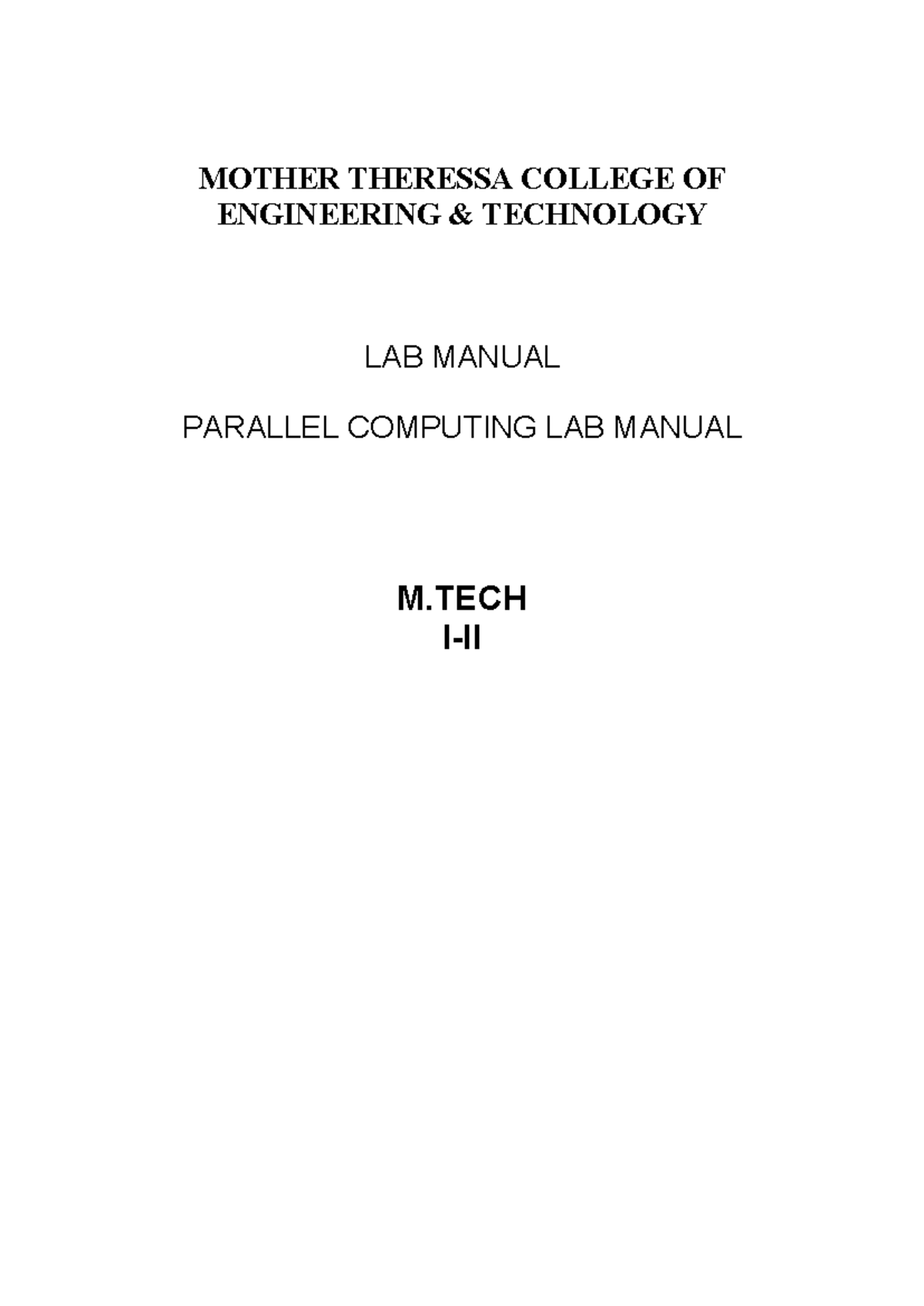 M.TECH CSE Lab Manual: OpenMP & MPI Programming Techniques - Studocu
