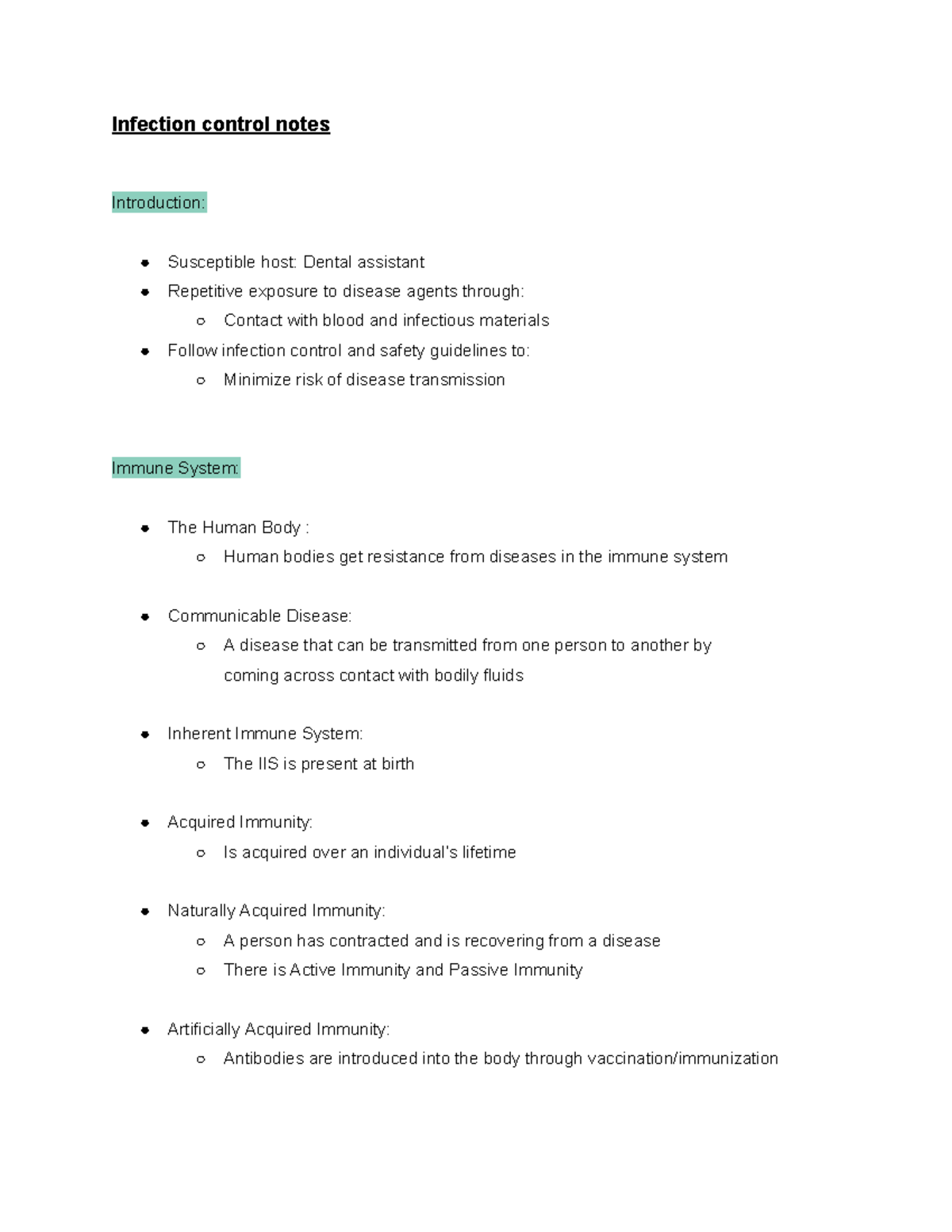 Infection Control & Immune System Overview: Key Notes for Health Care ...