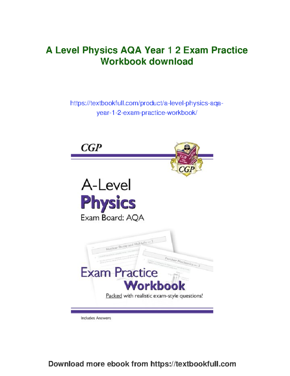 A Level Physics AQA Year 1 & 2 Exam Practice Workbook Guide - Studocu