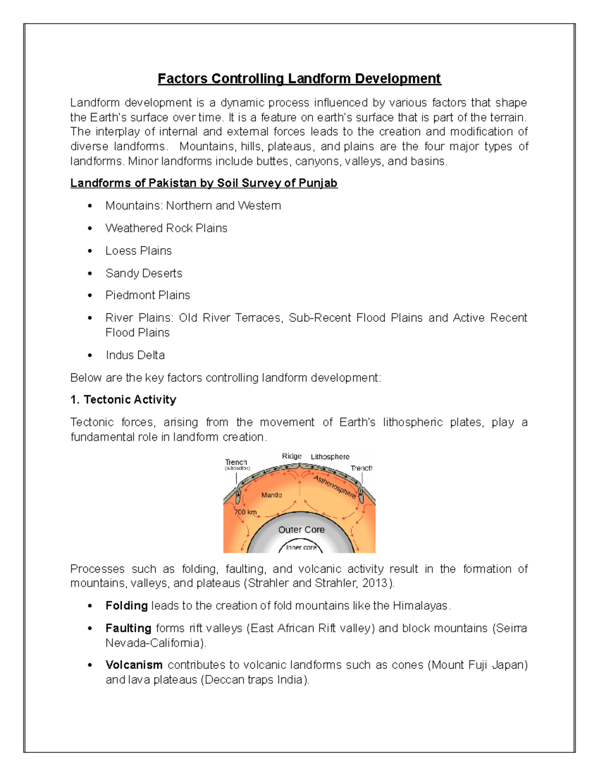 Landform develoment - Basic concepts - Factors Controlling Landform ...
