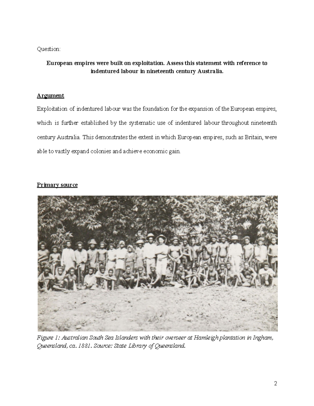 MHIS1002 - Indentured Labour & Exploitation in 19th Century Australia ...
