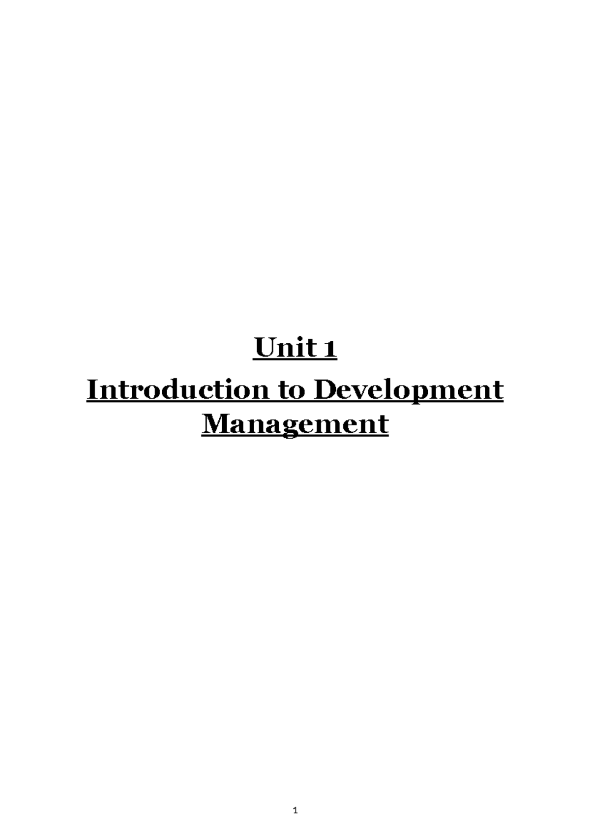 Unit 1: Intro to Development Management - Concepts & Nature - Studocu