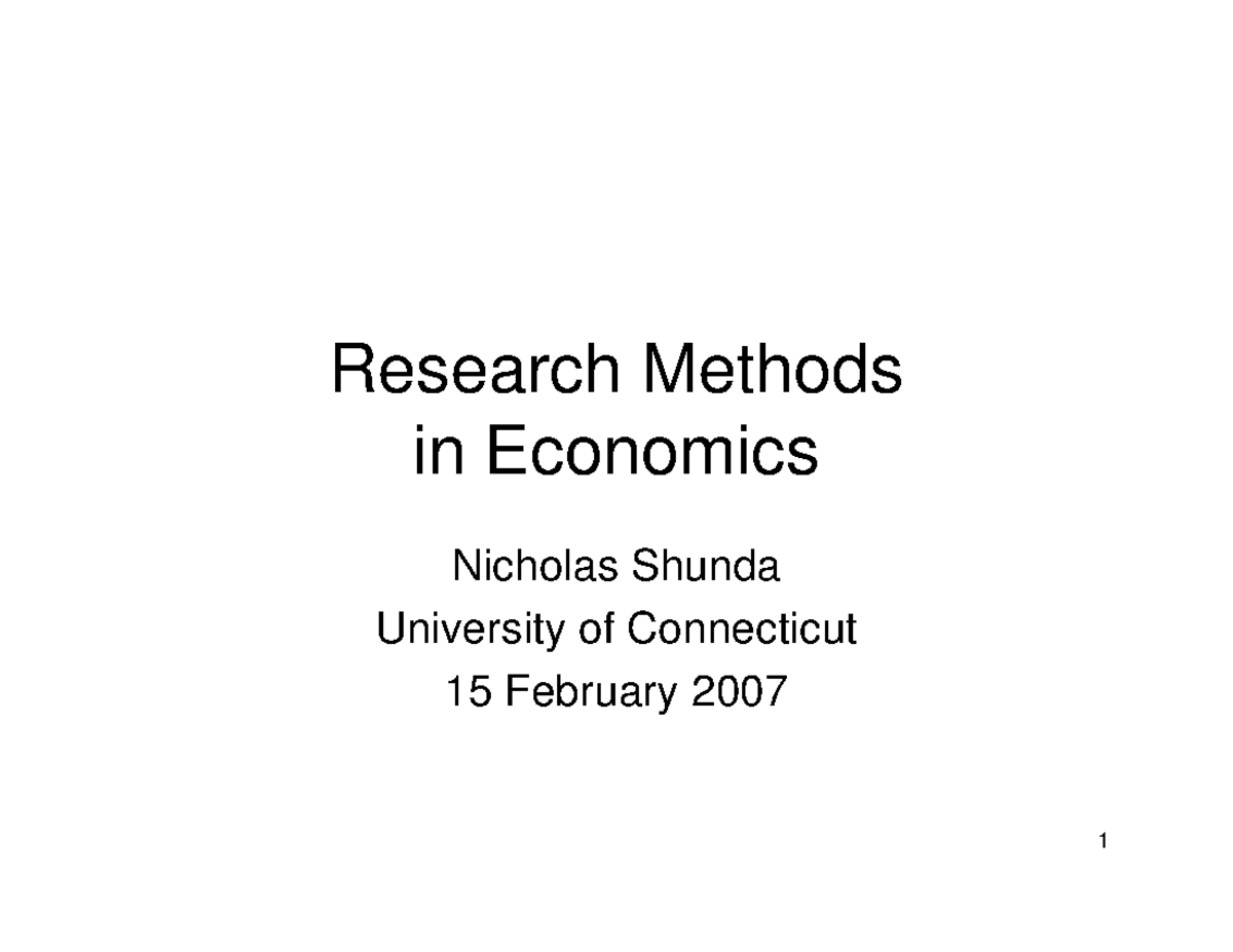 Research Methods in Economics: Sources and Strategies Guide - Studocu