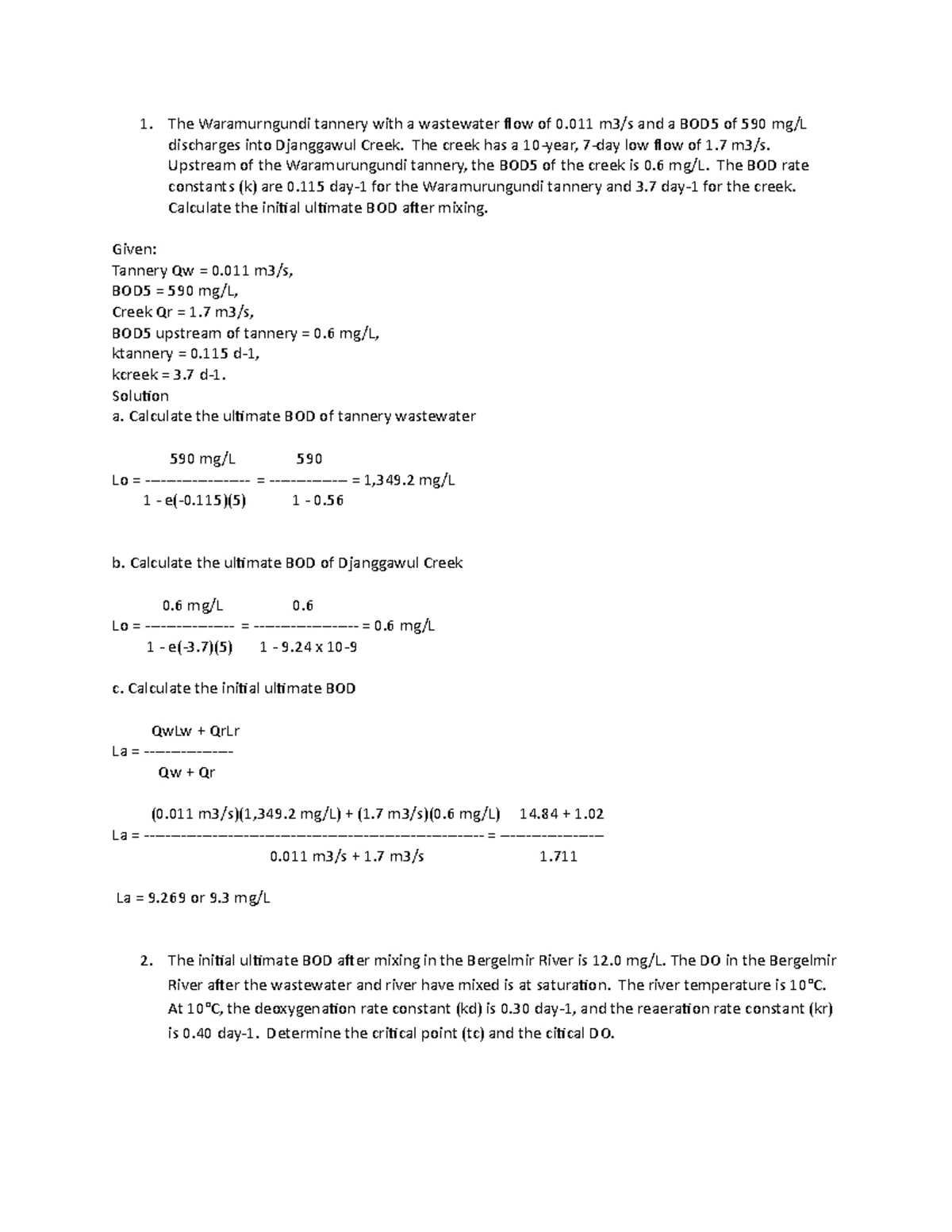 Chemical Engineering Calculations - Problem Set 1 - Name: Esdrelon ...