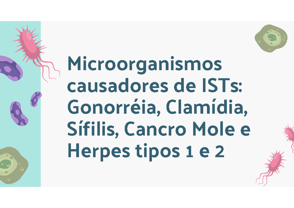 Notas de Aula sobre Microbiologia de ISTs - Microorganismos Causadores ...