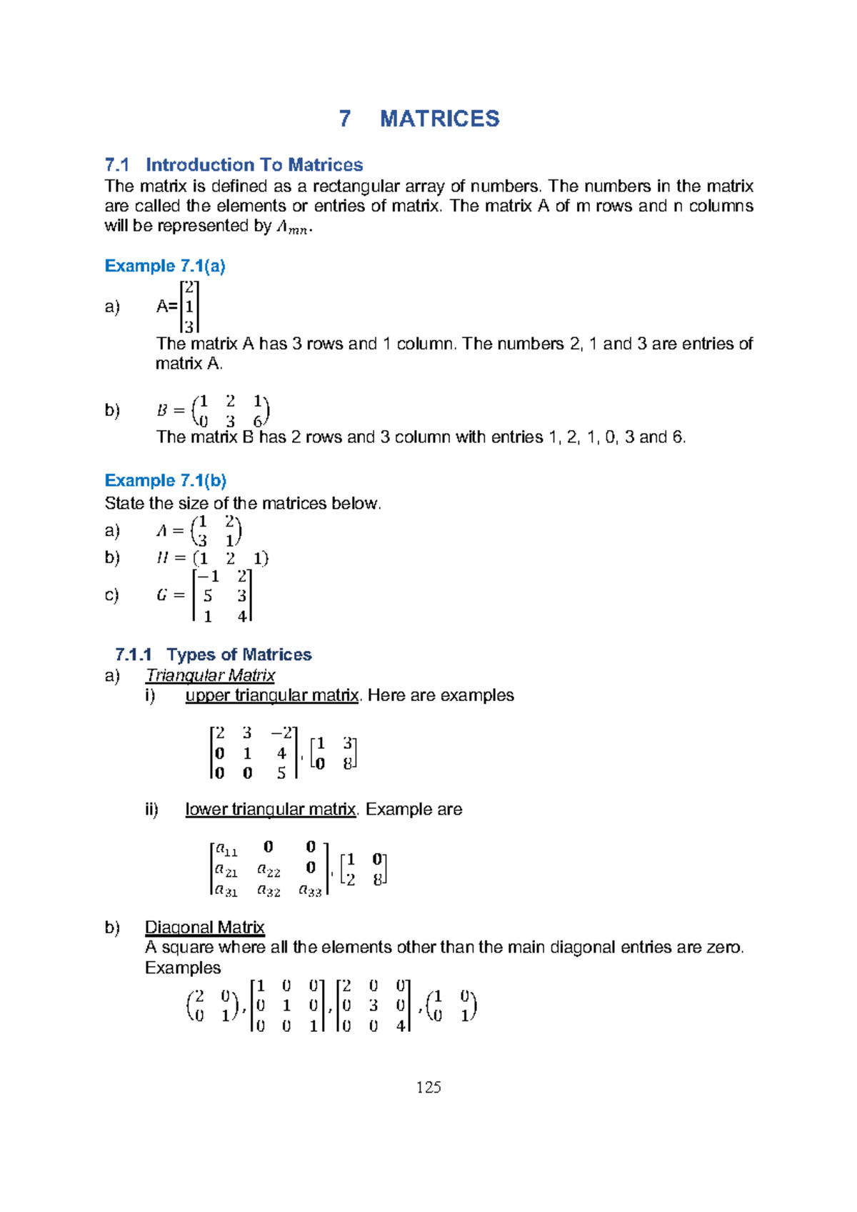 Matrices 1: Introduction and Operations - Calculus 1 - Studocu