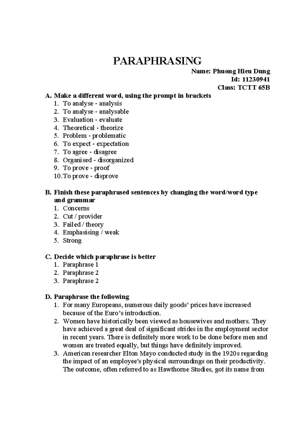 Guidelines for writing up assignments - Group assignments The whole ...