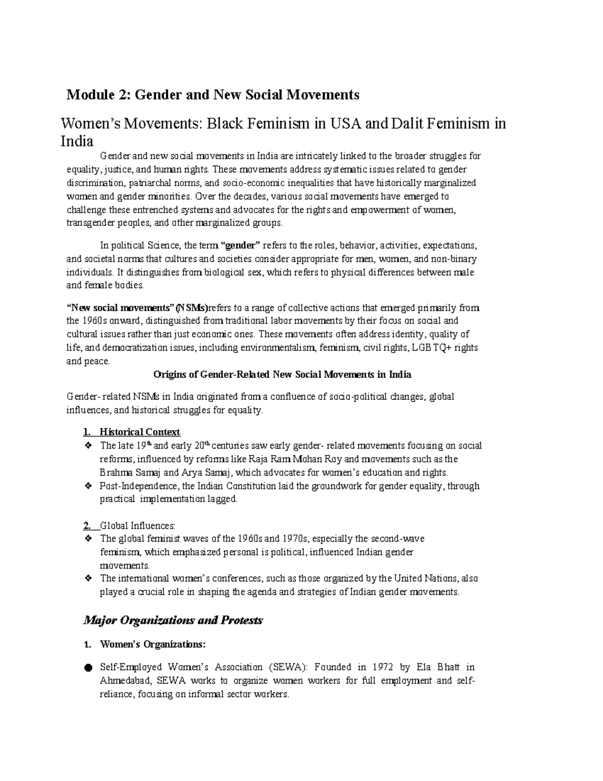 Module 2: Gender and new social movements - Black and Dalit feminism ...