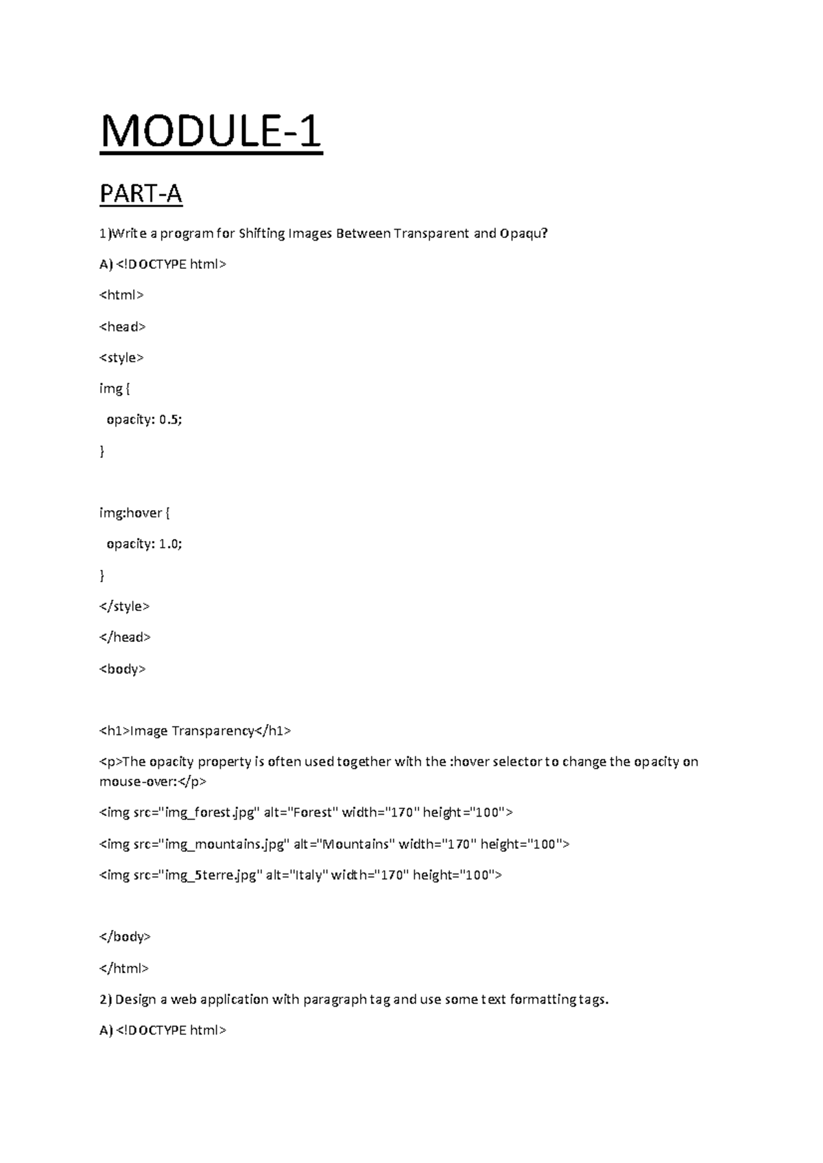 Mod 1 - HTML Programming Concepts and Applications - Studocu