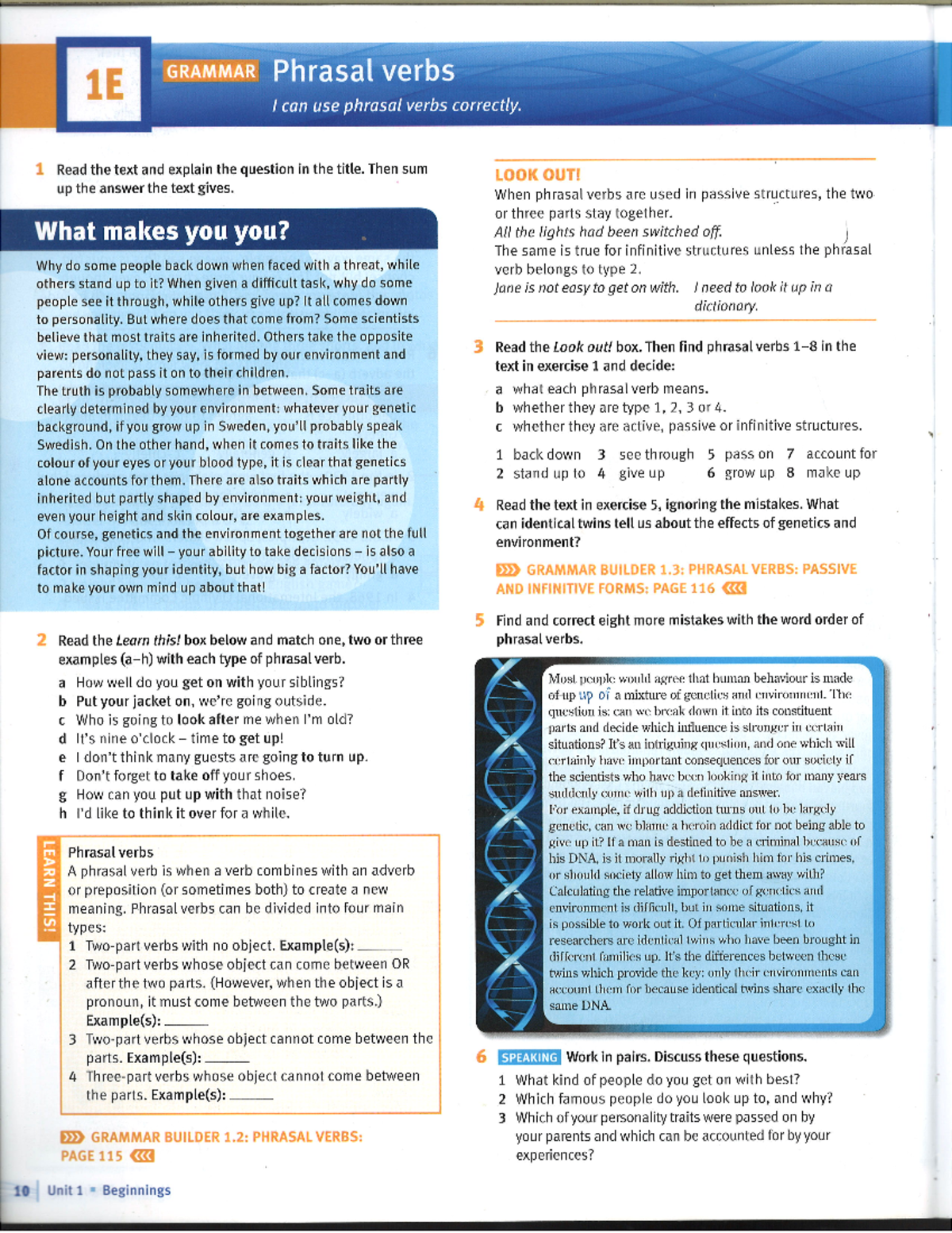Phrasal verbs - udc - 1E GRAMMAR Phrasal verbs I can use phrasal verbs ...
