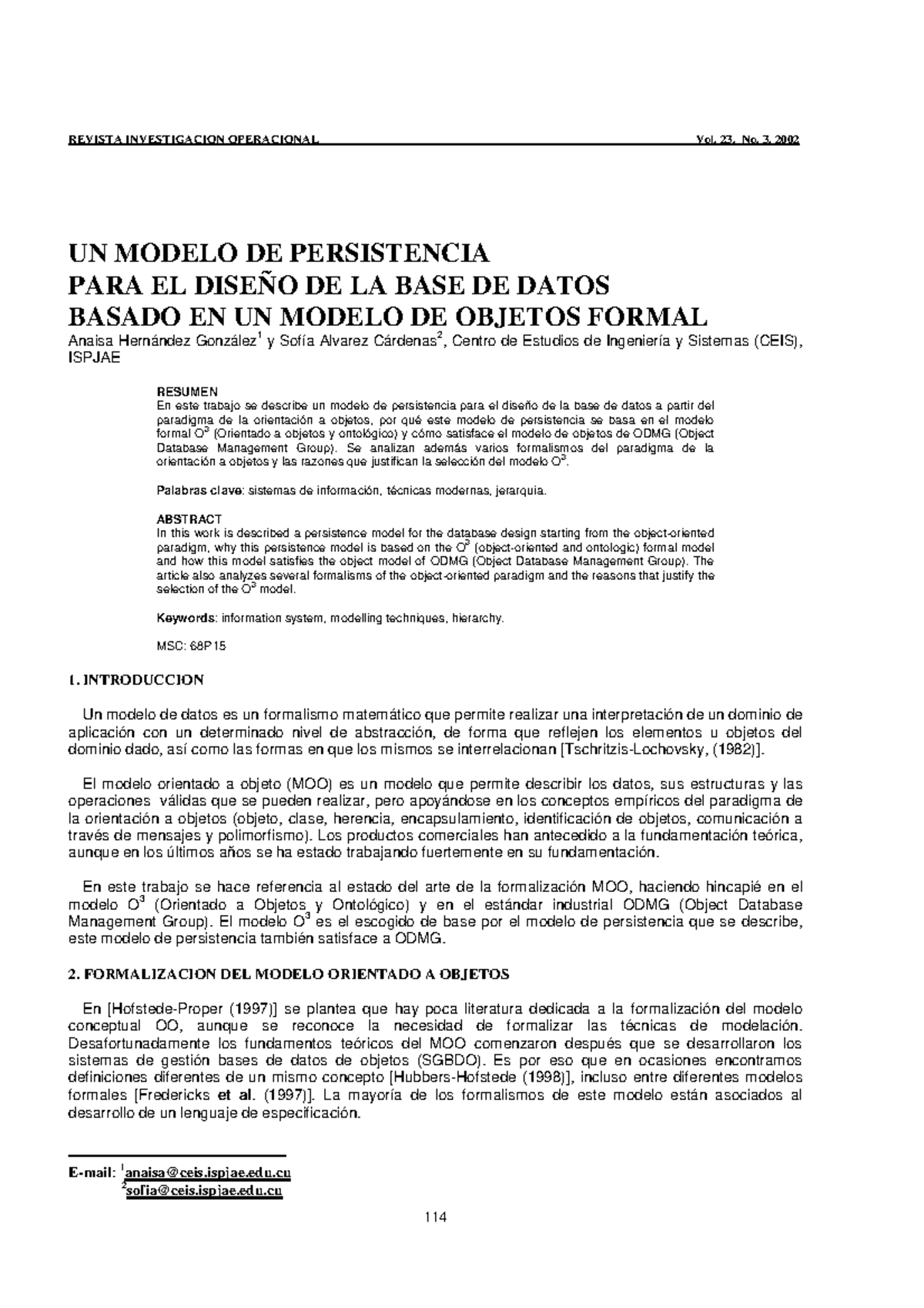 UN+ Modelo+DE+ Persistencia+PARA+EL+ Diseño+DE+LA+BASE+DE+ Datos+ ...