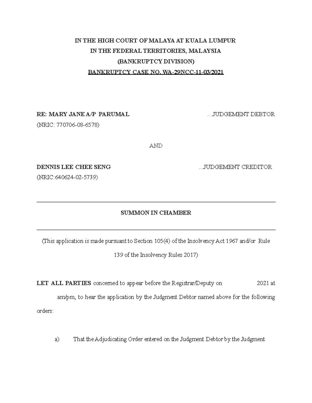 Writ of Summon - Document for practice - Law of Tort I - Studocu