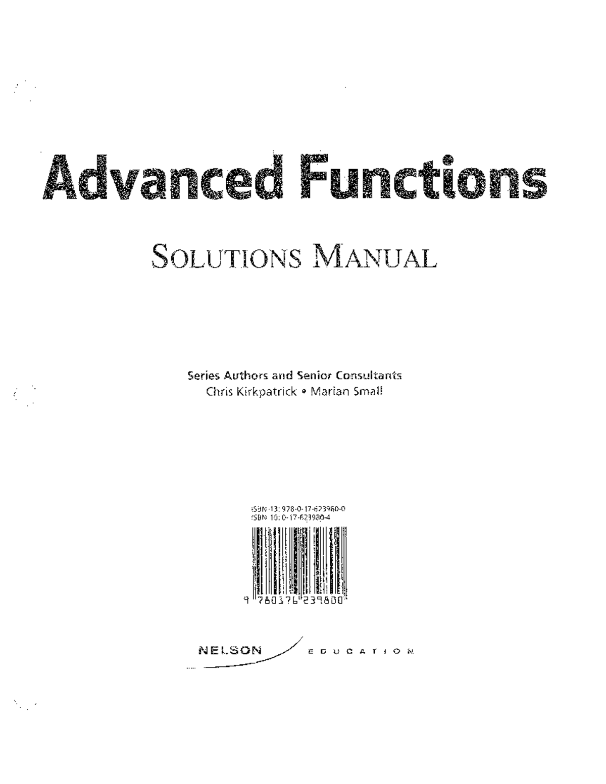Advanced Functions Solutions Manual - Chapter 1 Overview - Studocu