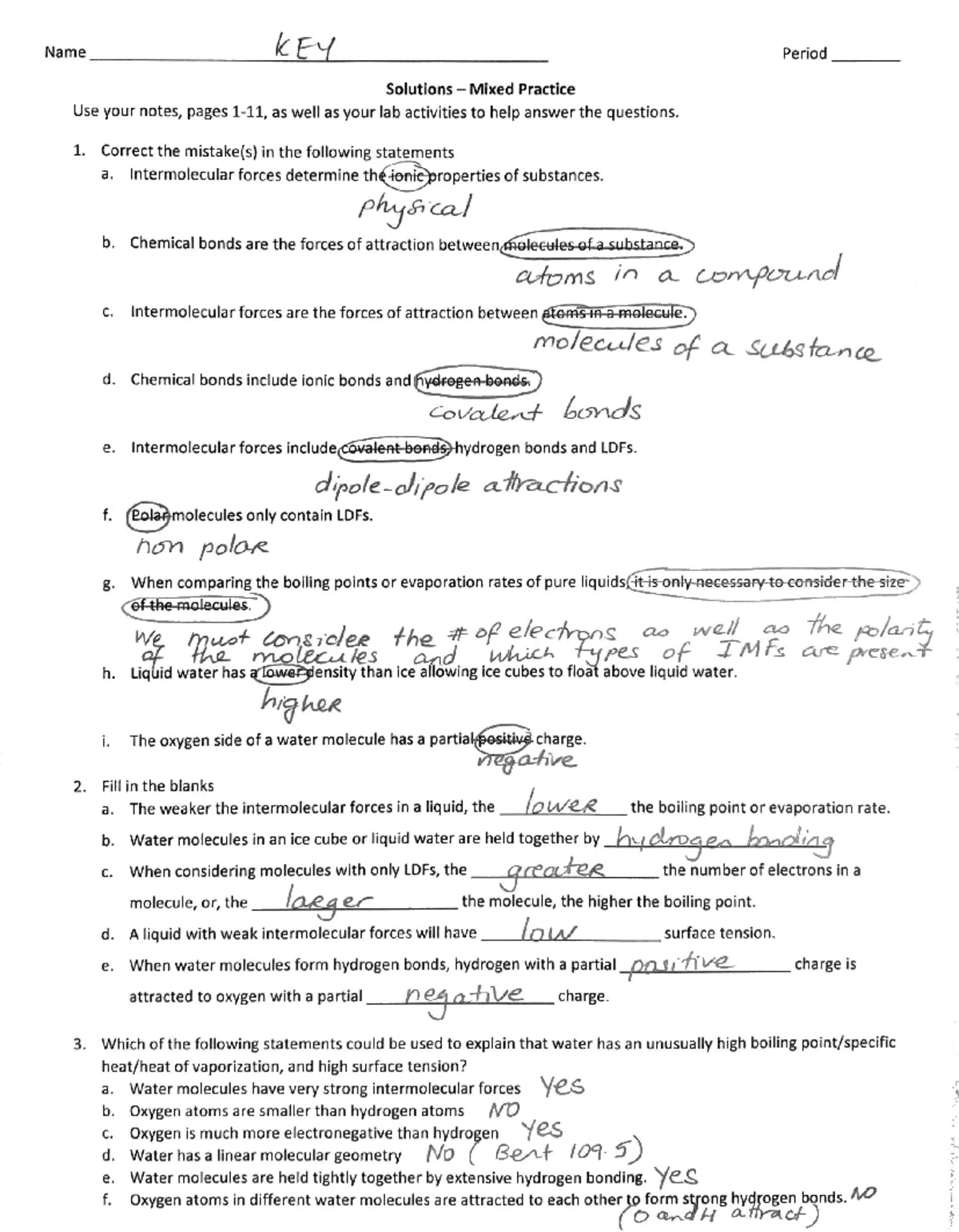 KAP Chemistry Key Solutions Notes: Intermolecular Forces & Solutions ...