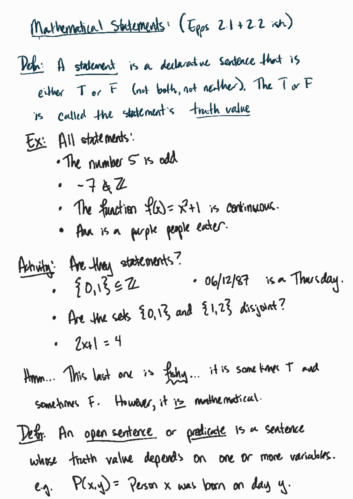 Mathematical Statements Overview - Epps 21122 Lecture Notes - Studocu