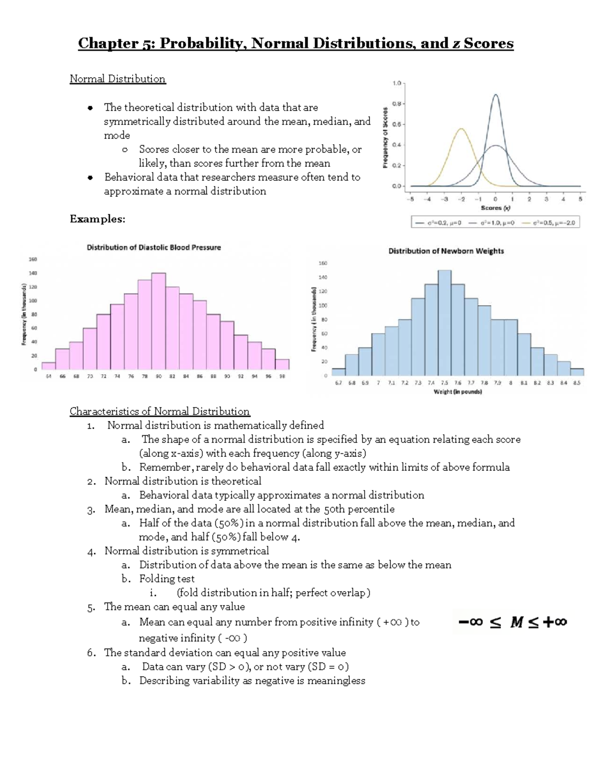 HTH 320 Final Exam Notes: Probability, Normal Distributions, & z Scores ...