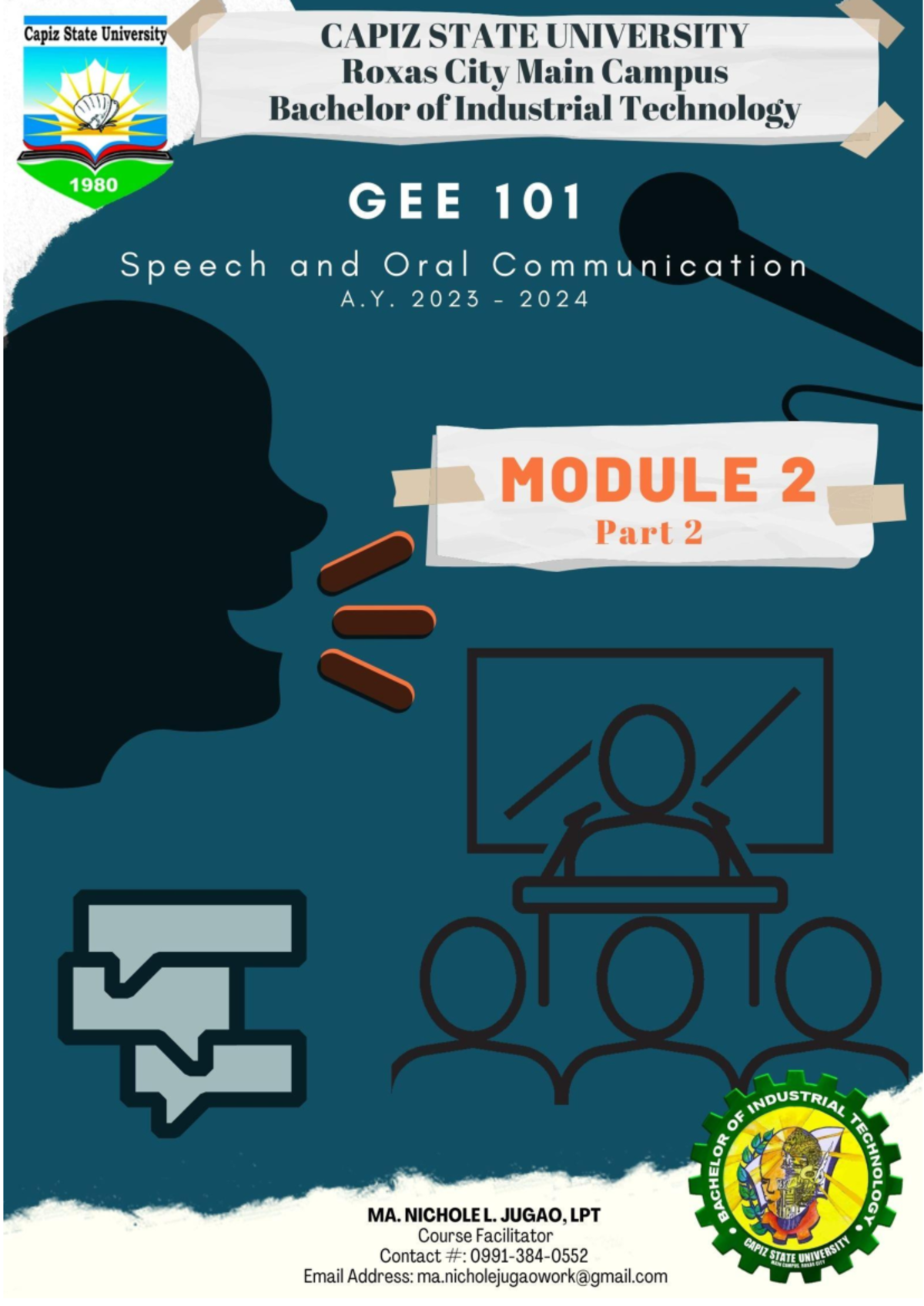 Module 2 Part 2 - I. Preliminaries Module Title: Speech Communication ...