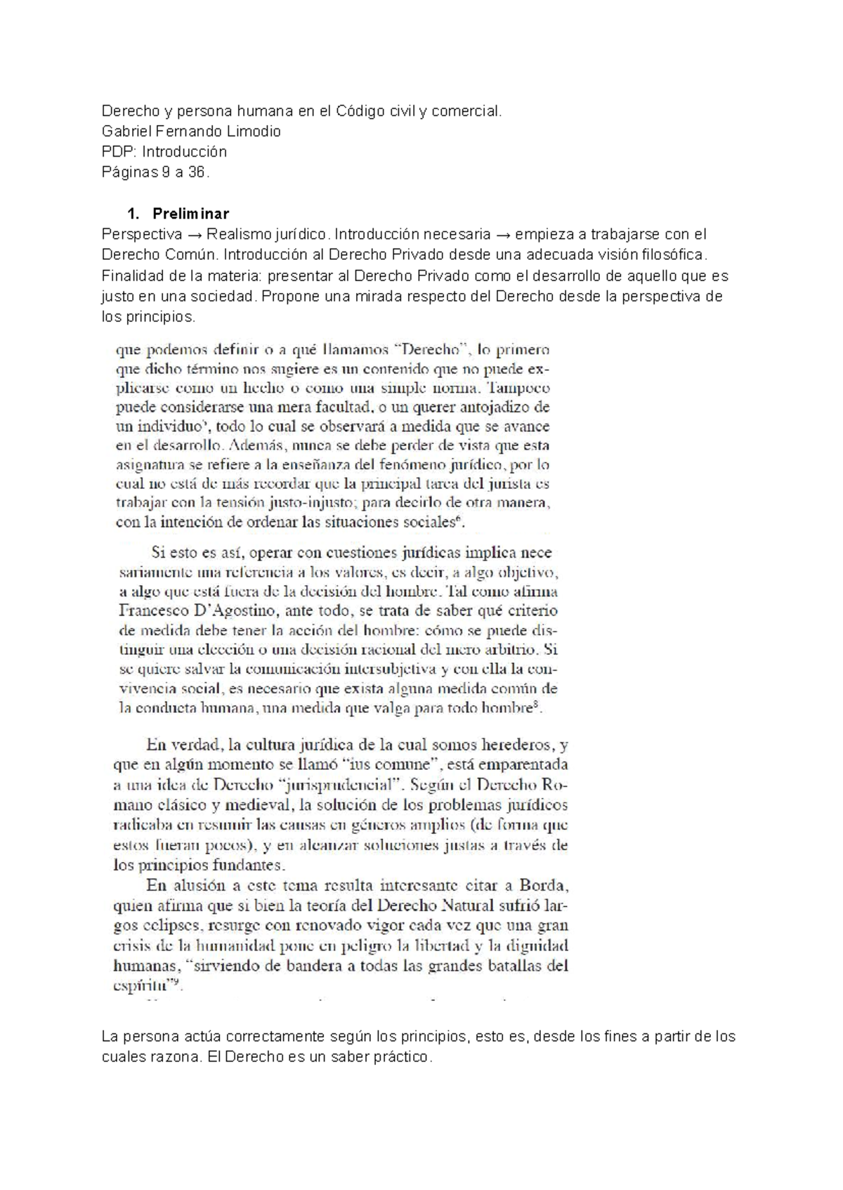 Derecho y Persona Humana: Resumen de Principios del Derecho Privado PDP
