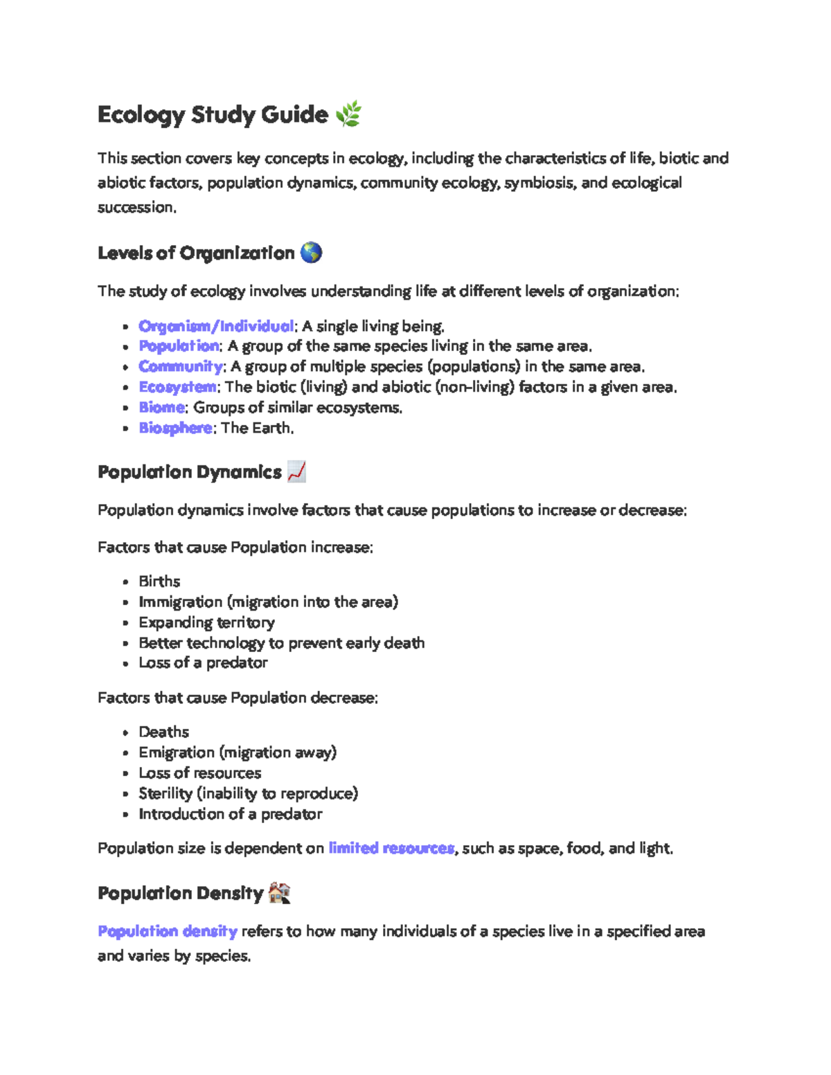 Ecology and Chemistry Study Guide: Key Concepts and Principles - Studocu