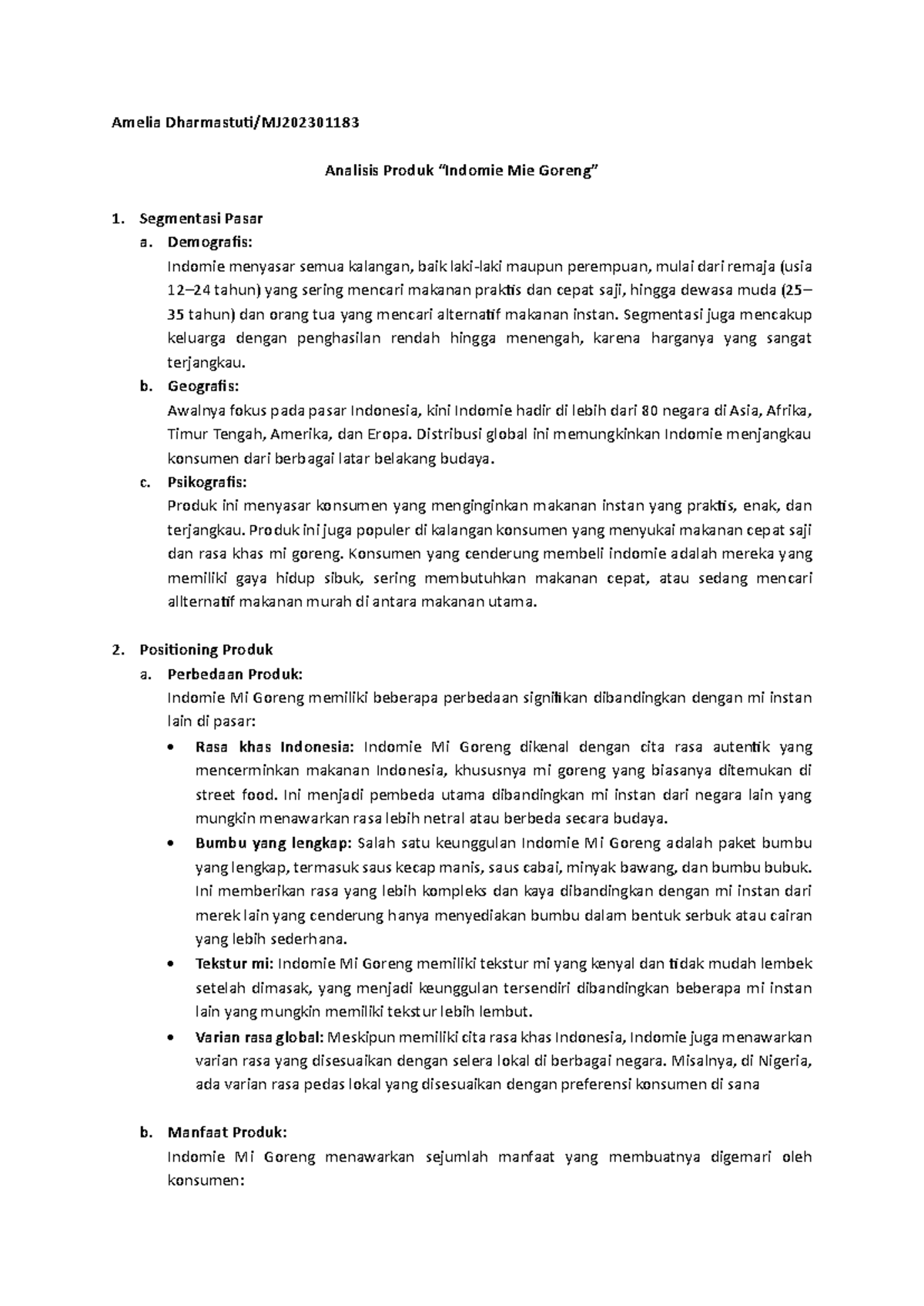 Analisis Produk Indomie Mi Goreng: Segmen Pasar dan Strategi Pemasaran ...